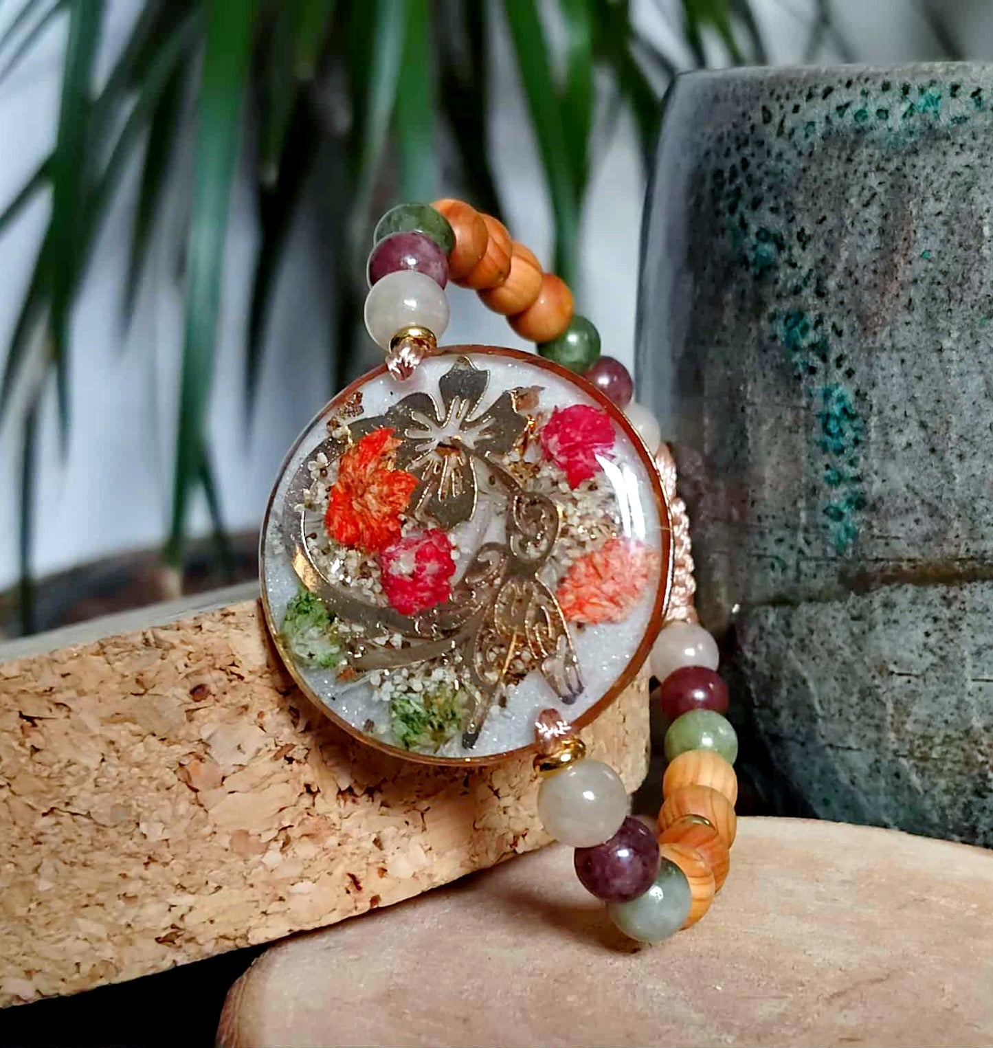 Bracelet Colibri Fleur de carotte Gypsophile Agate
