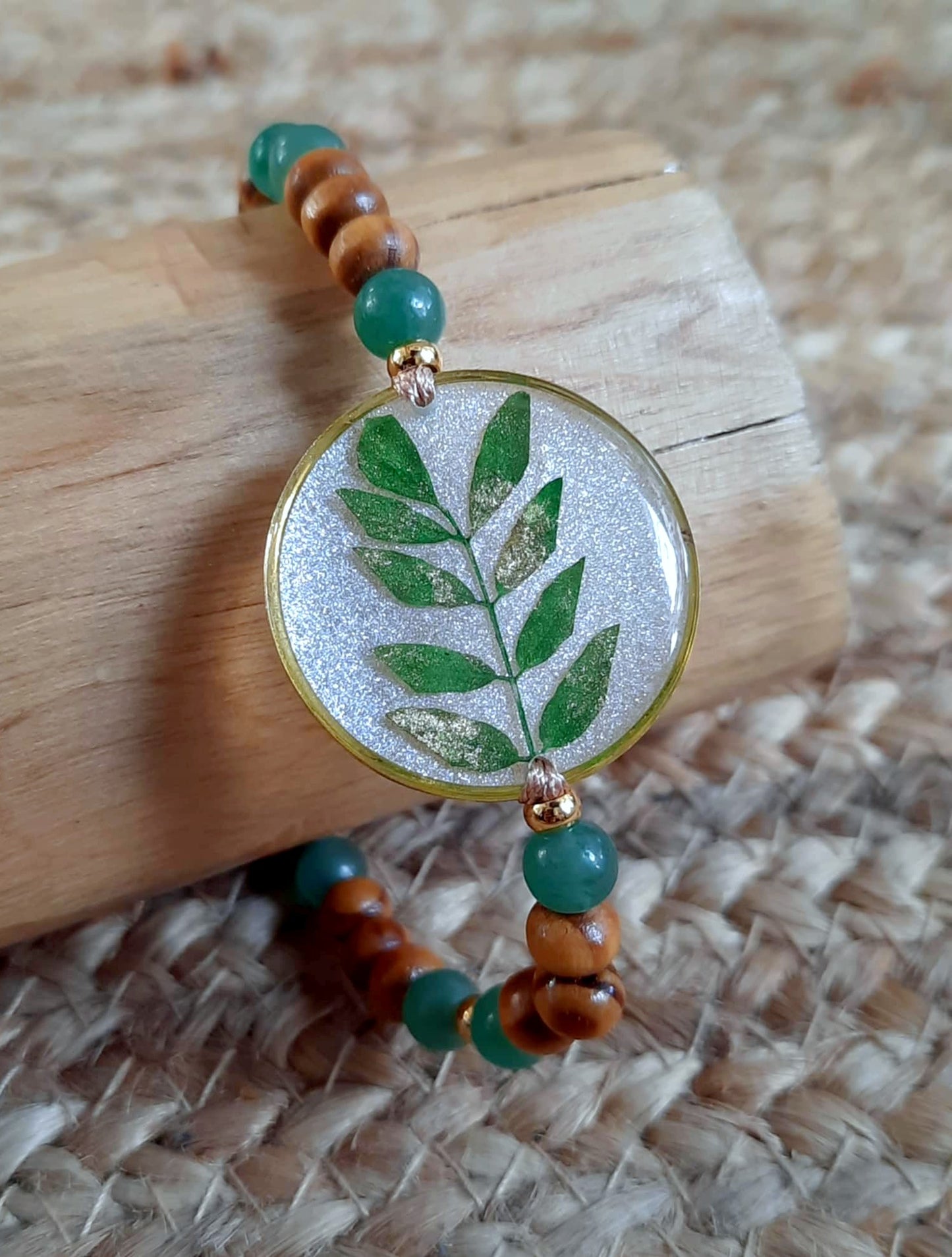 Bracelet , Feuille, Aventurine