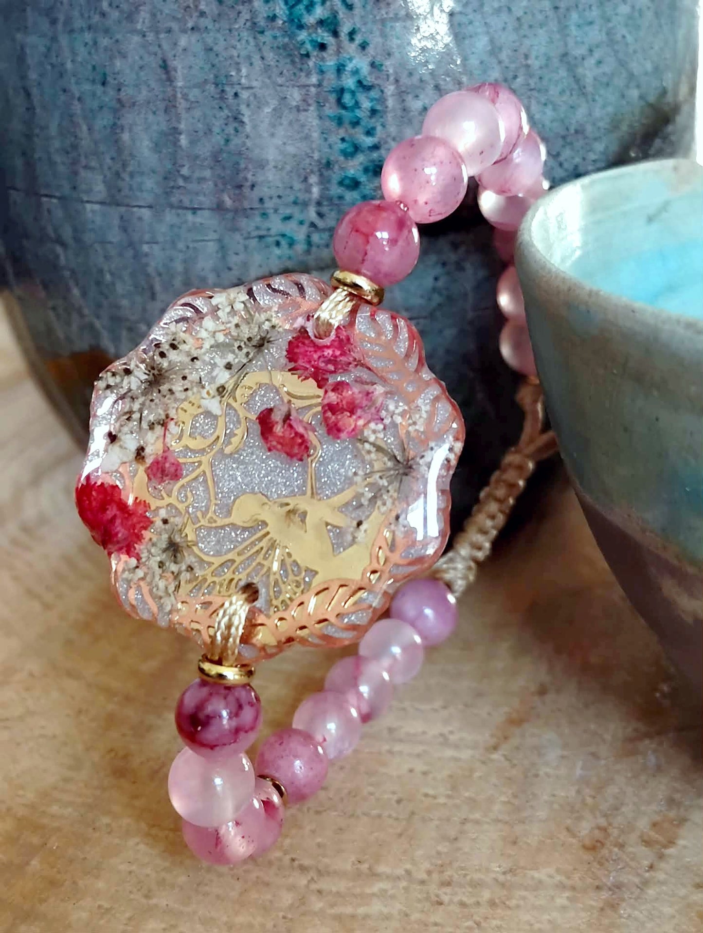 Bracelet Gypsophile Fleur de carotte Jade