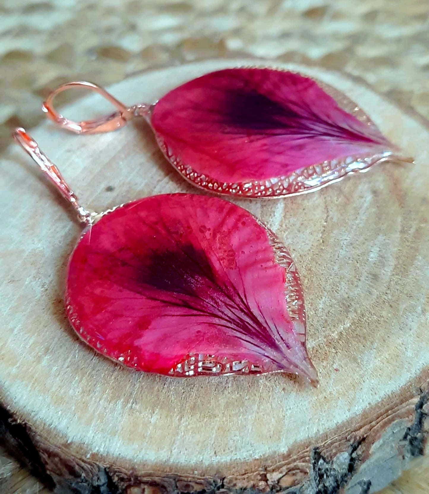 Boucles d'oreille, Pétale géranium