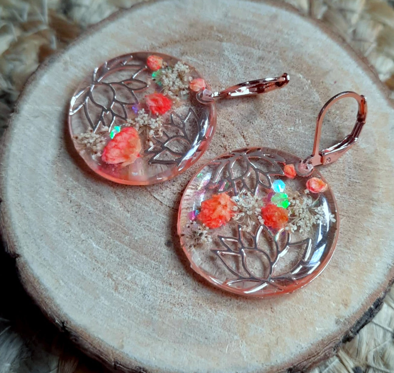 Boucles d'oreille, Fleur de carotte, Gypsophiles