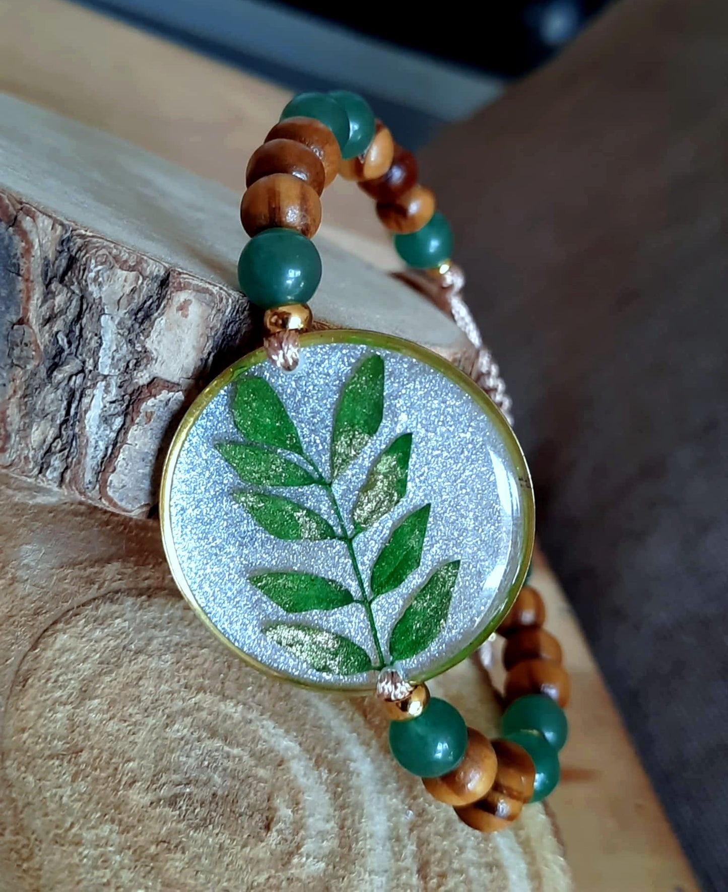 Bracelet , Feuille, Aventurine