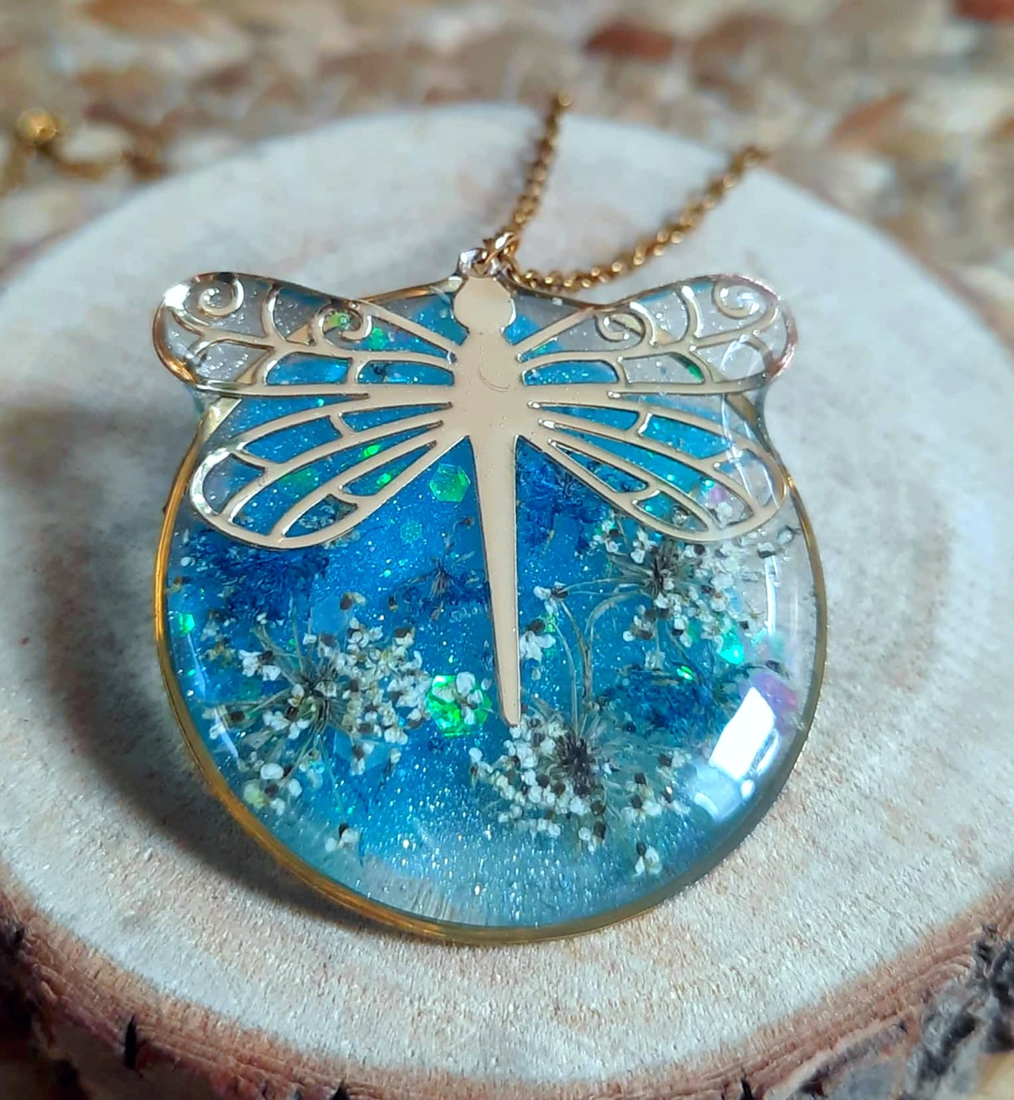 Collier, Libellule, Fleur de carotte