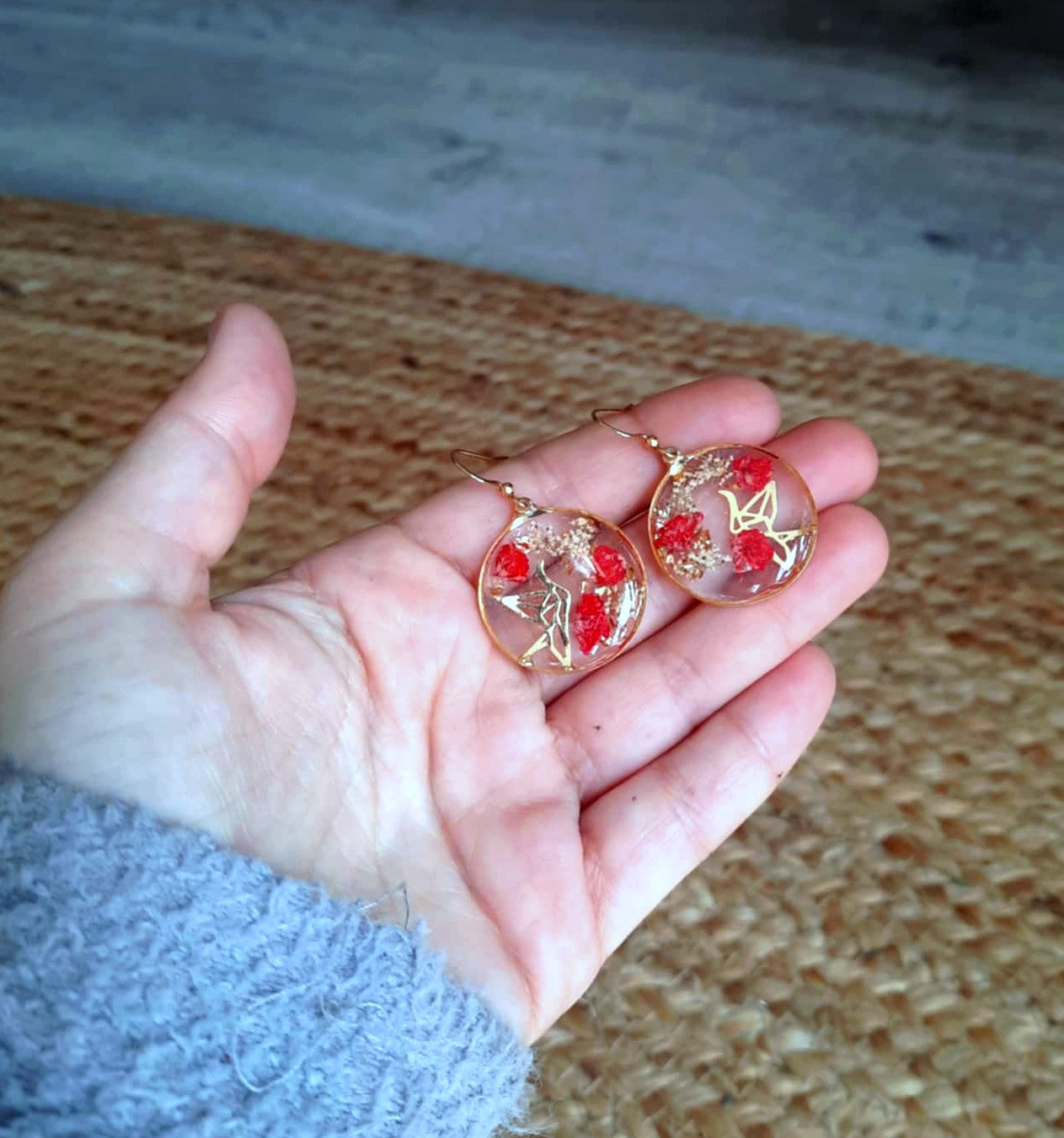 Boucles d'oreille, Fleur de carotte, Gypsophiles
