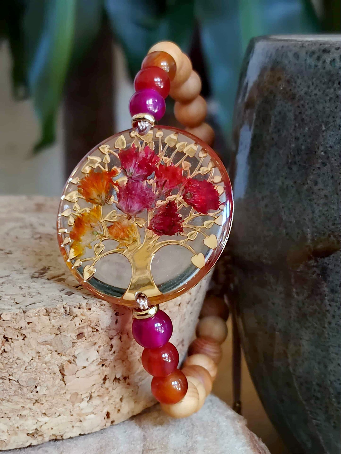 Bracelet, Arbre de vie gypsophile Agate