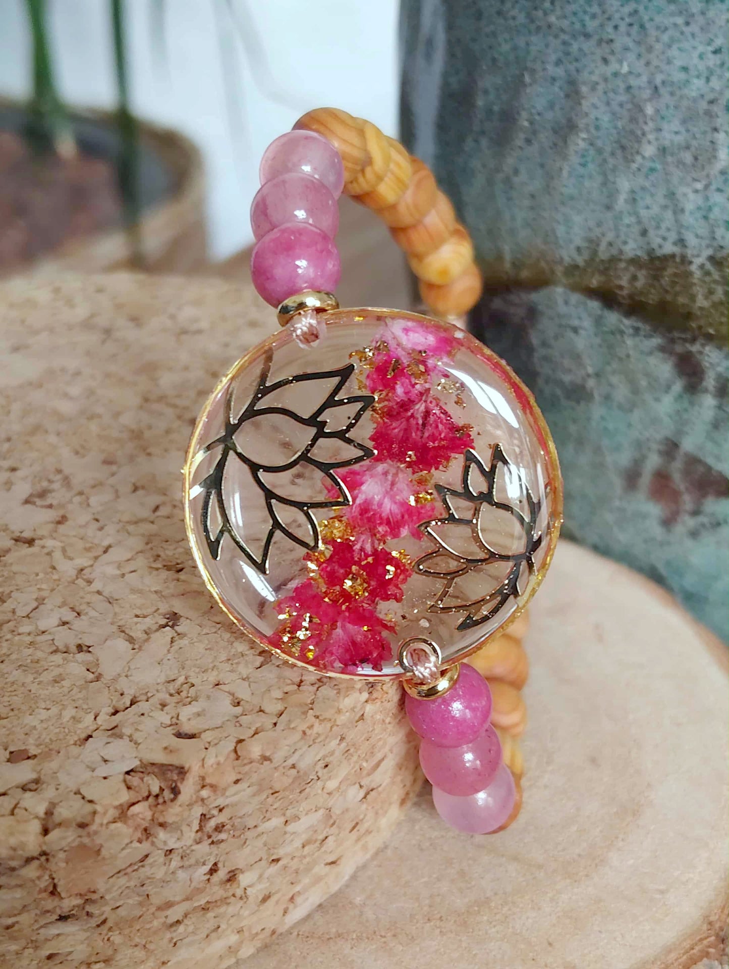 Bracelet Lotus Gypsophile Jade