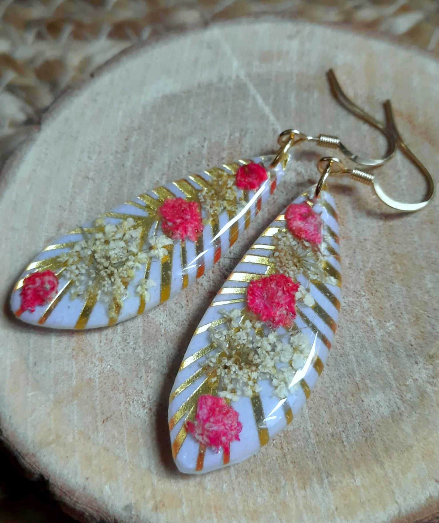 Boucles d'oreille, Fleur de carotte, Gypsophiles