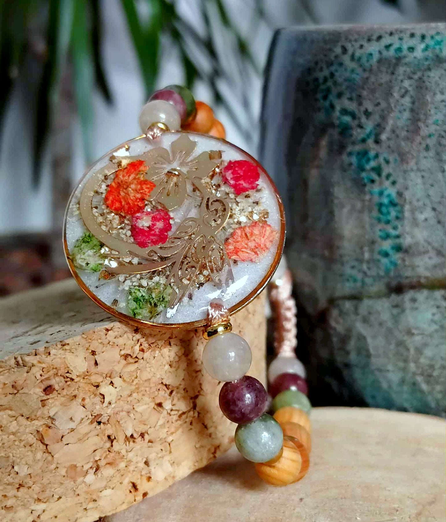 Bracelet Colibri Fleur de carotte Gypsophile Agate