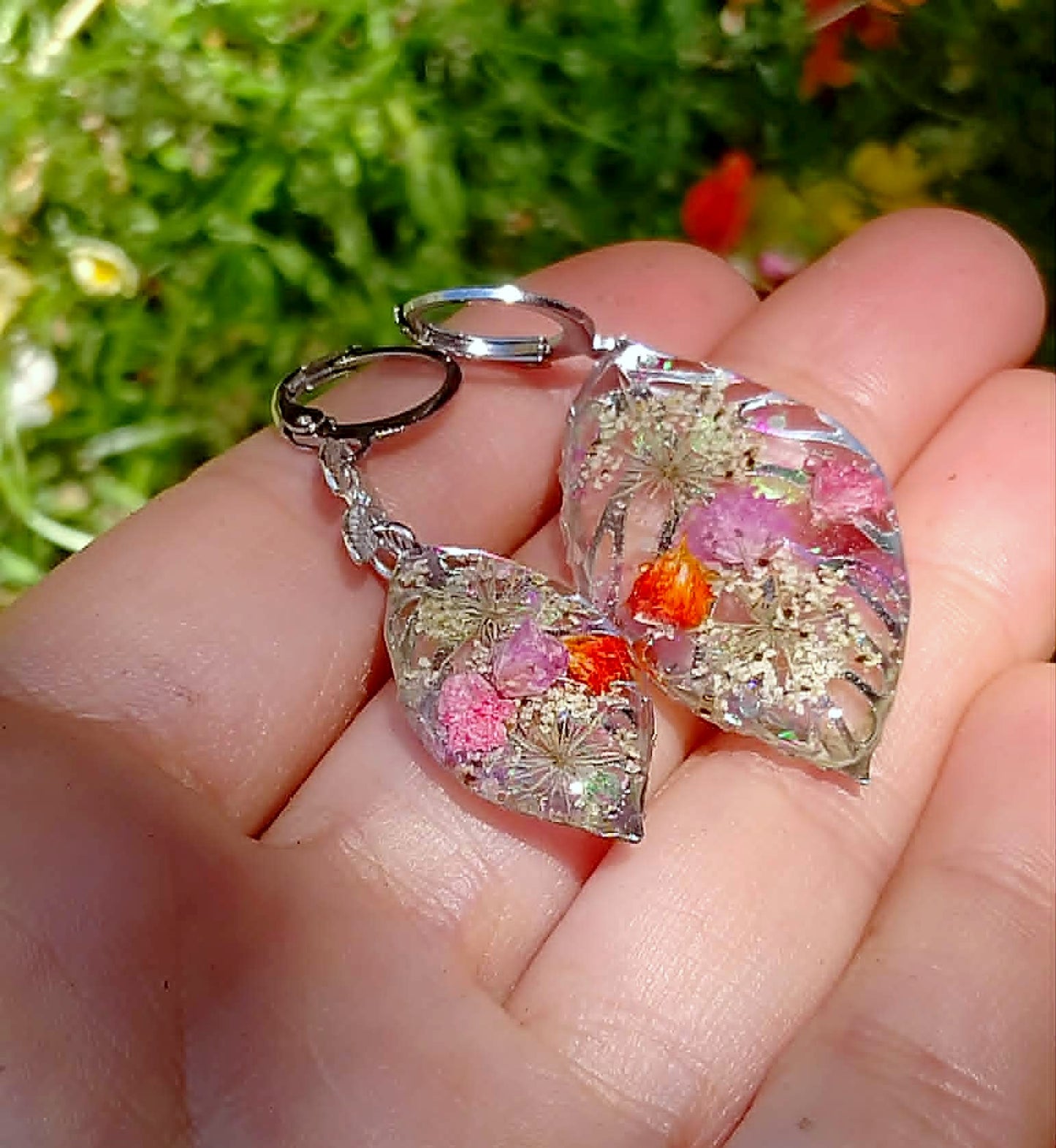 Boucles d'oreille Asymétrique Fleur de carotte Gypsophiles