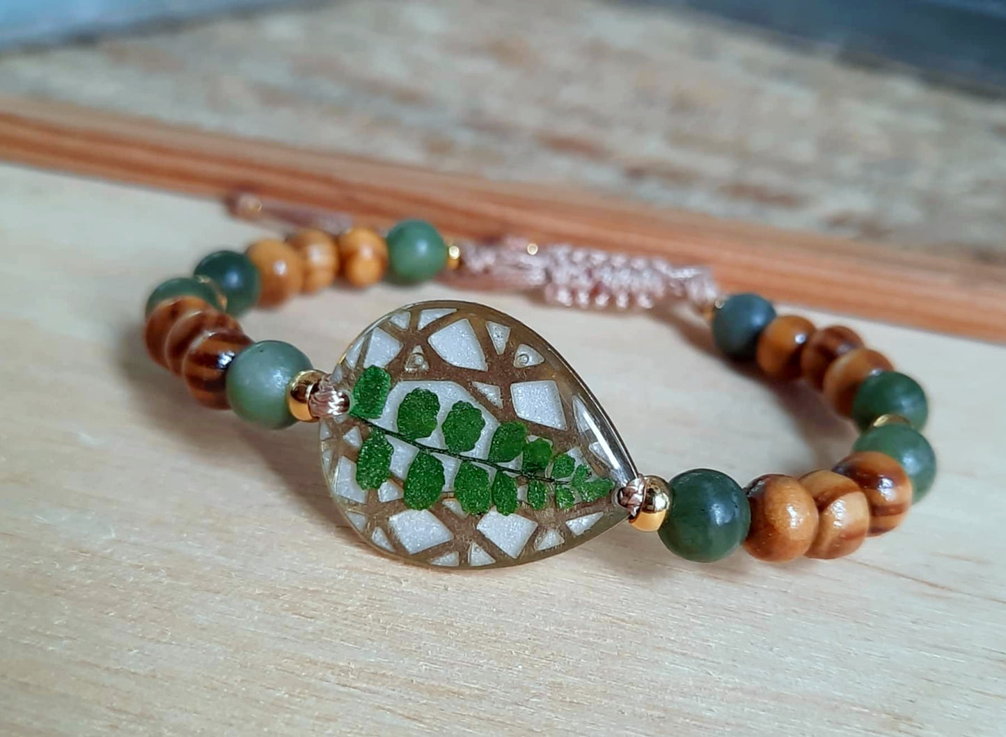 Bracelet Goutte, Fougère, Jade