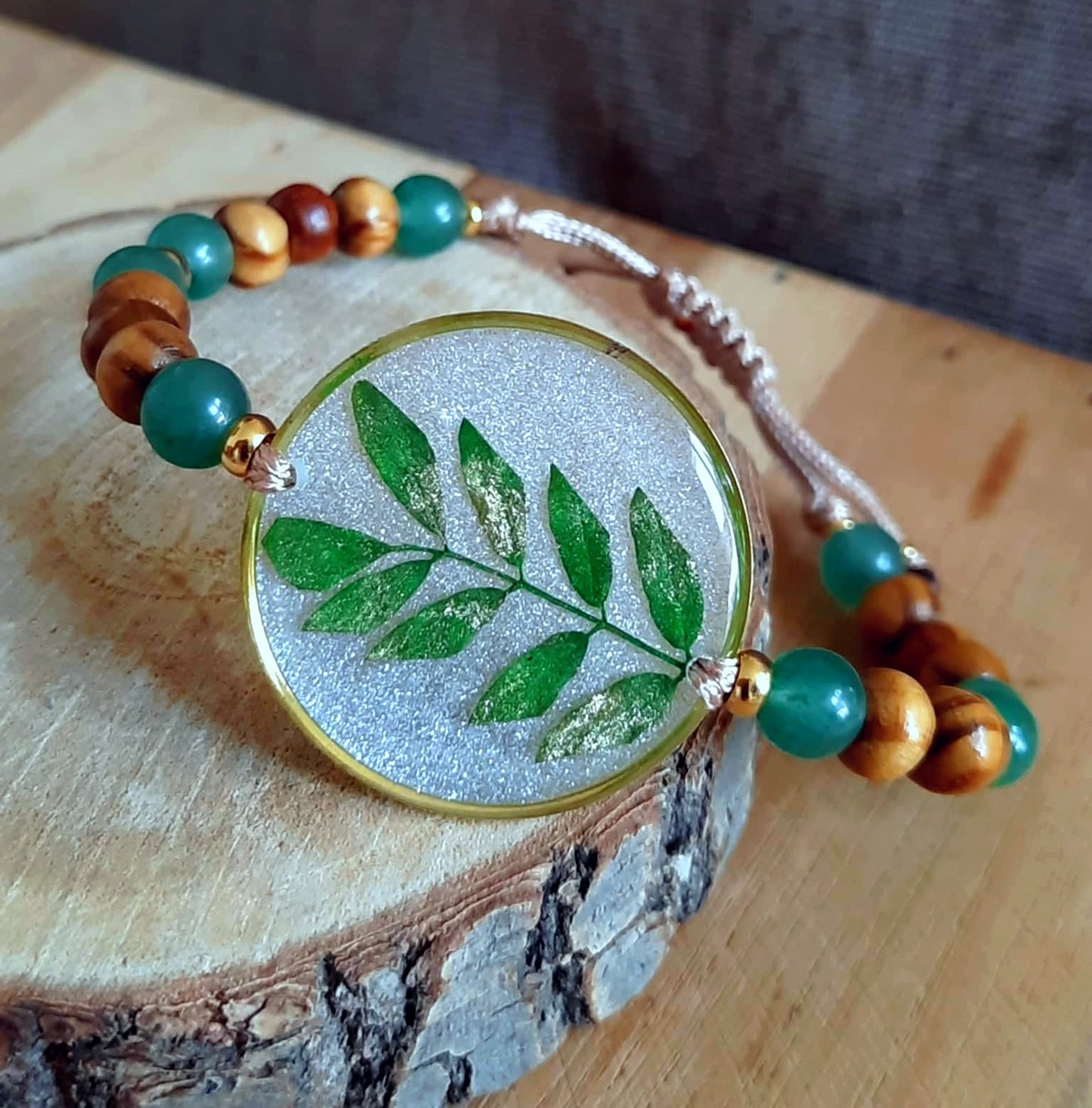 Bracelet , Feuille, Aventurine