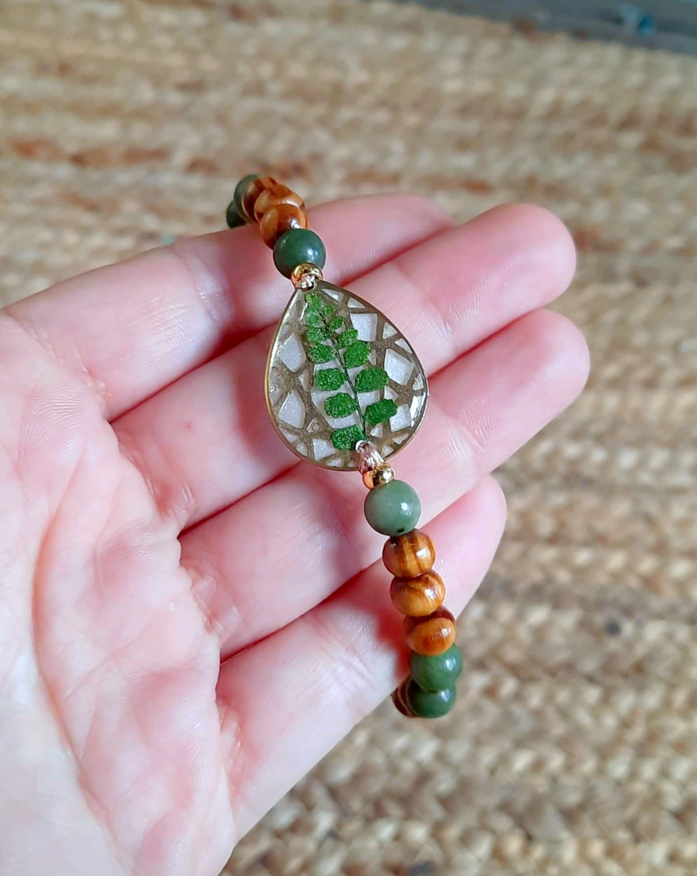 Bracelet Goutte, Fougère, Jade