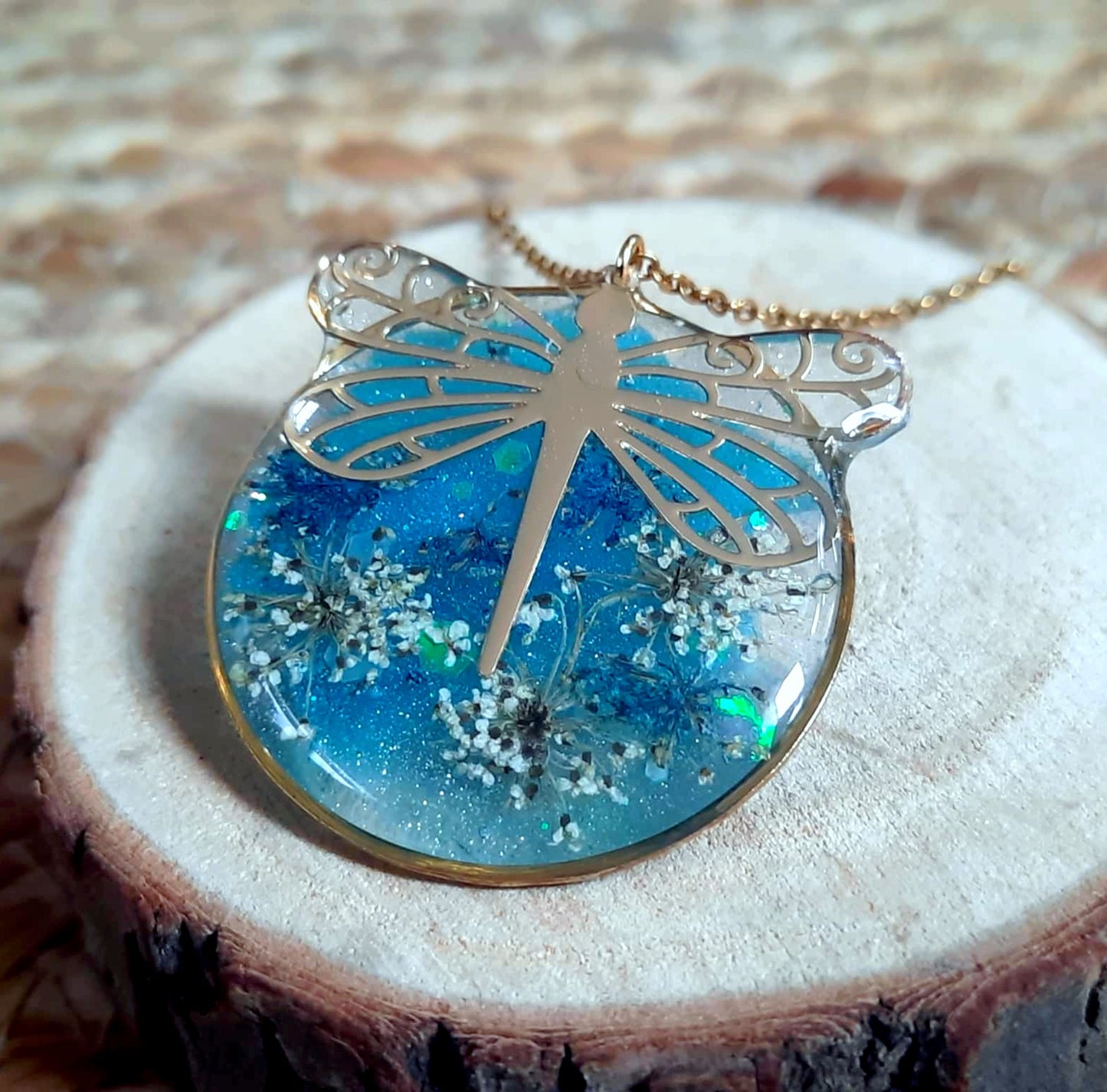Collier, Libellule, Fleur de carotte