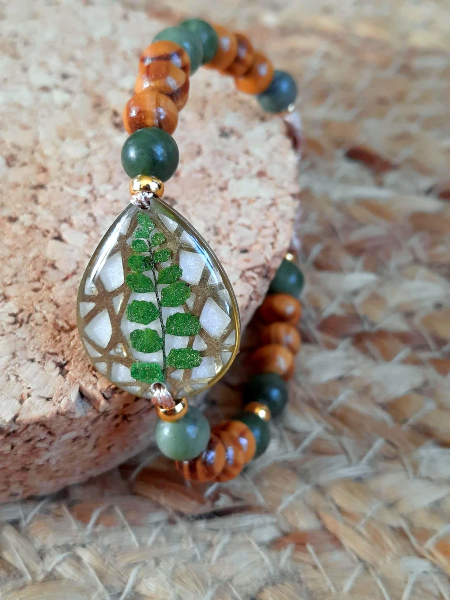 Bracelet Goutte, Fougère, Jade