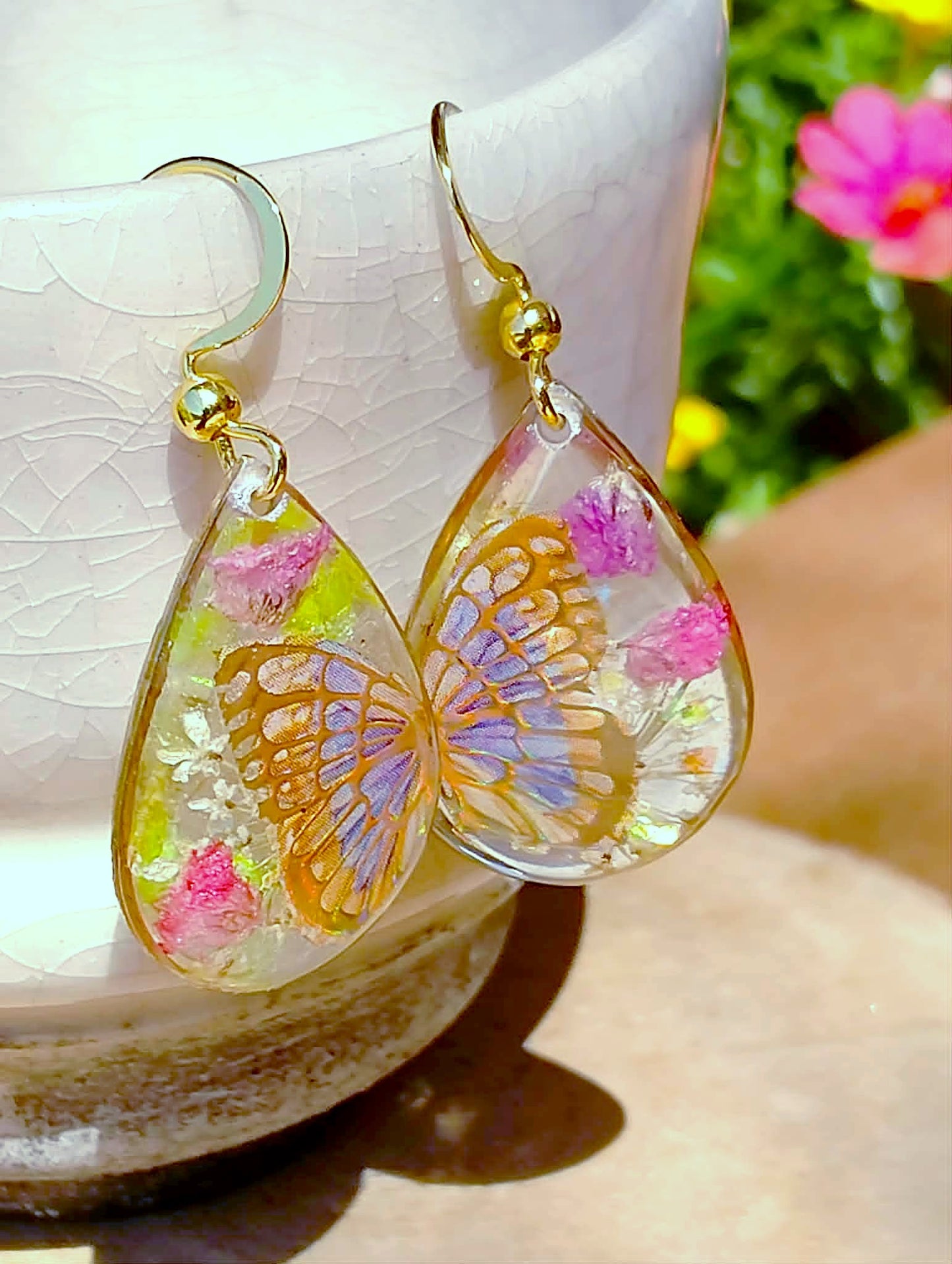 Boucles d'oreille Fleur de carotte gypsophiles