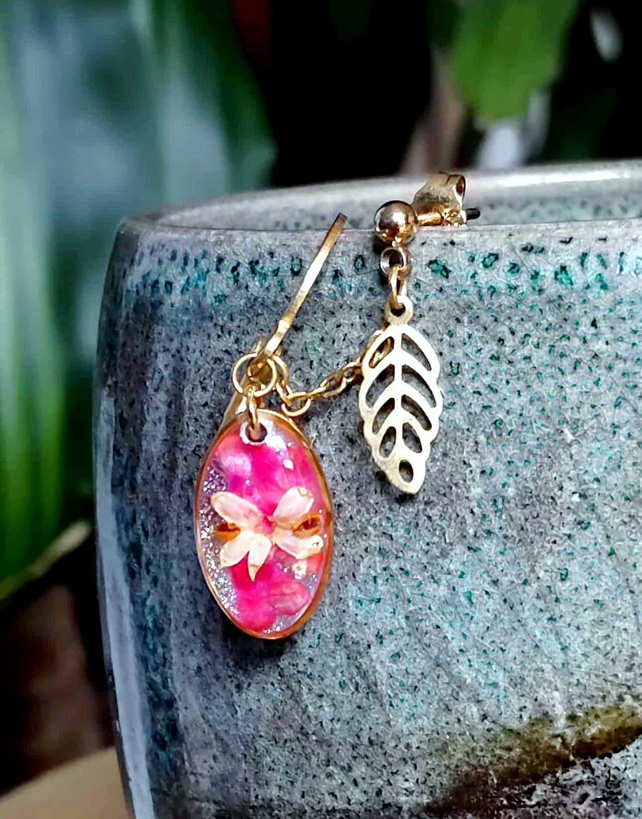 Boucles d'oreille Double piercing Fleur d'olivier