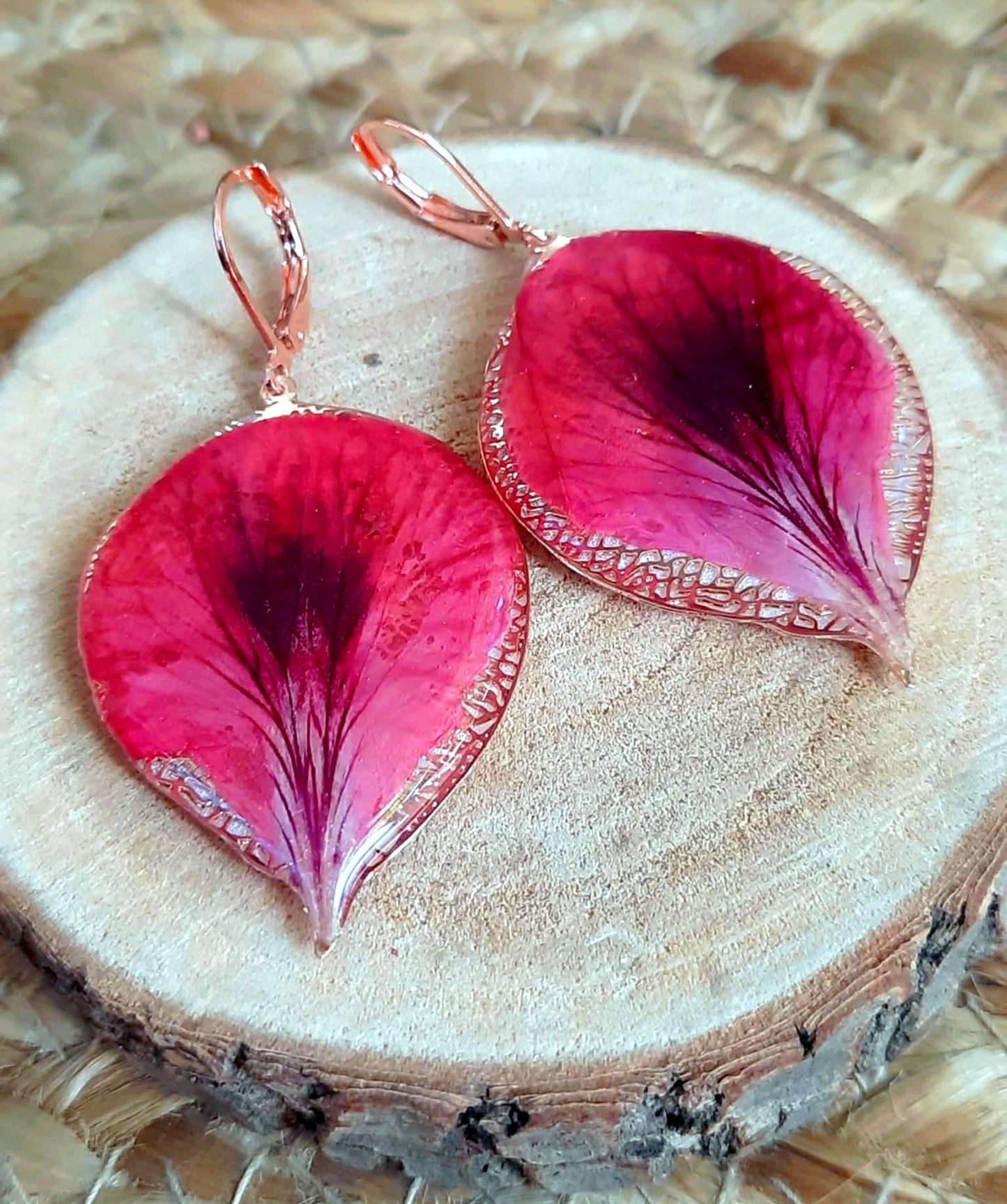 Boucles d'oreille, Pétale géranium