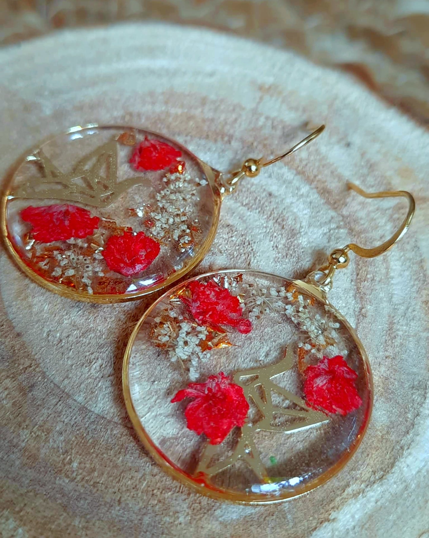 Boucles d'oreille, Fleur de carotte, Gypsophiles