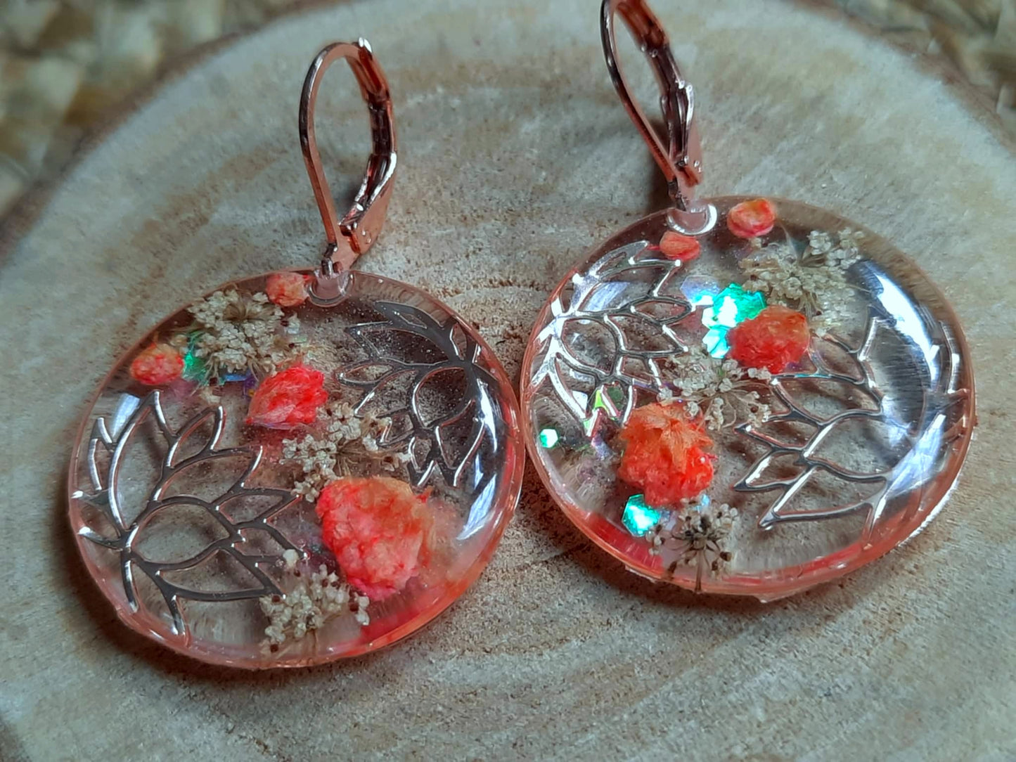 Boucles d'oreille, Fleur de carotte, Gypsophiles