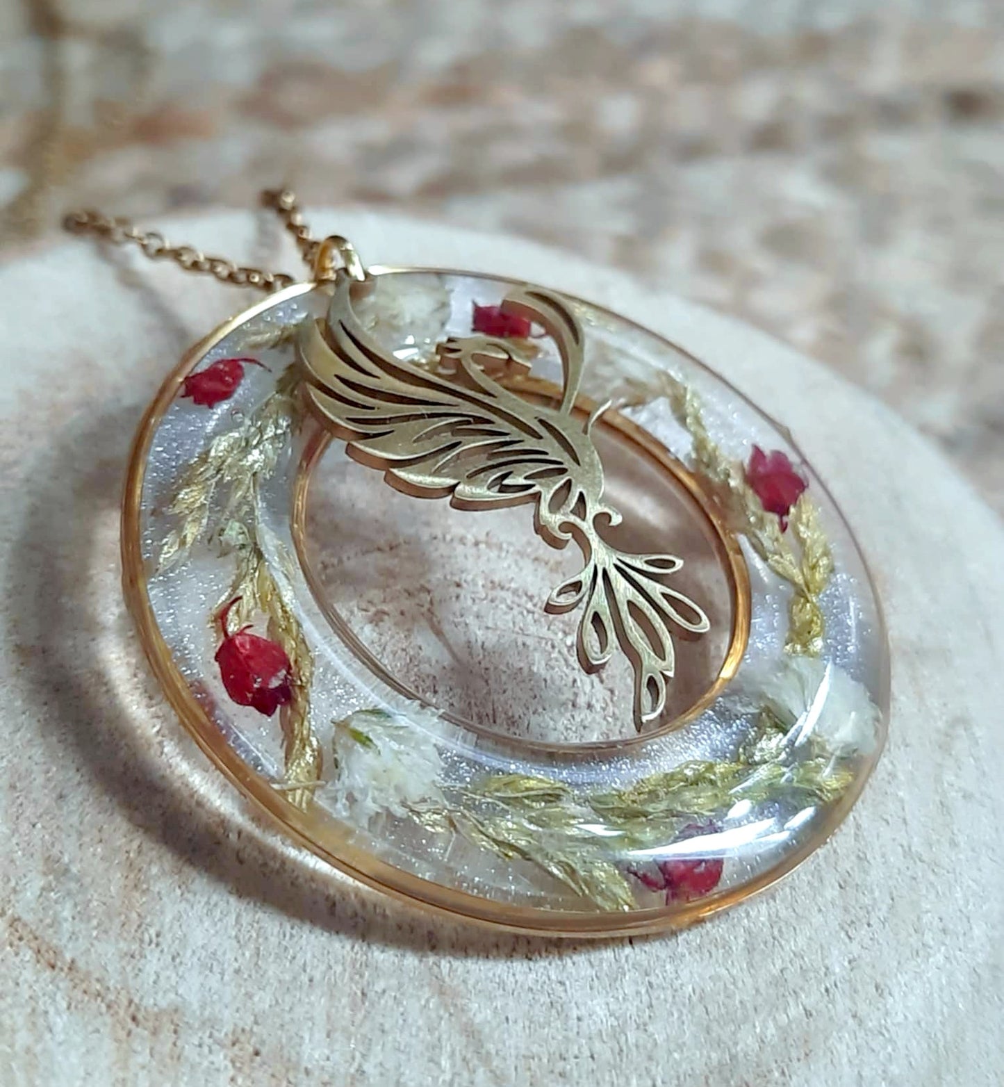 Collier, Phoenix, Gypsophiles, Bruyères et Brindilles
