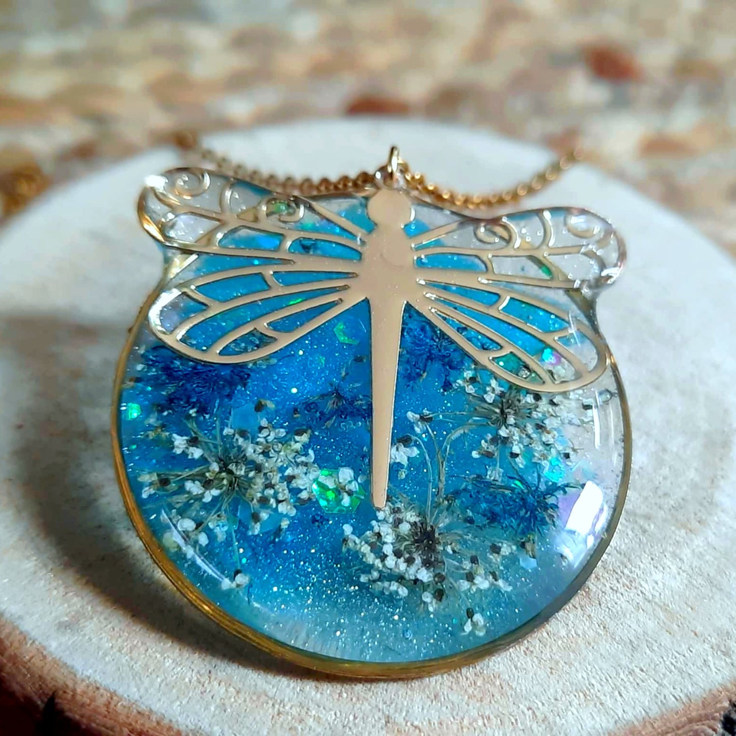 Collier, Libellule, Fleur de carotte