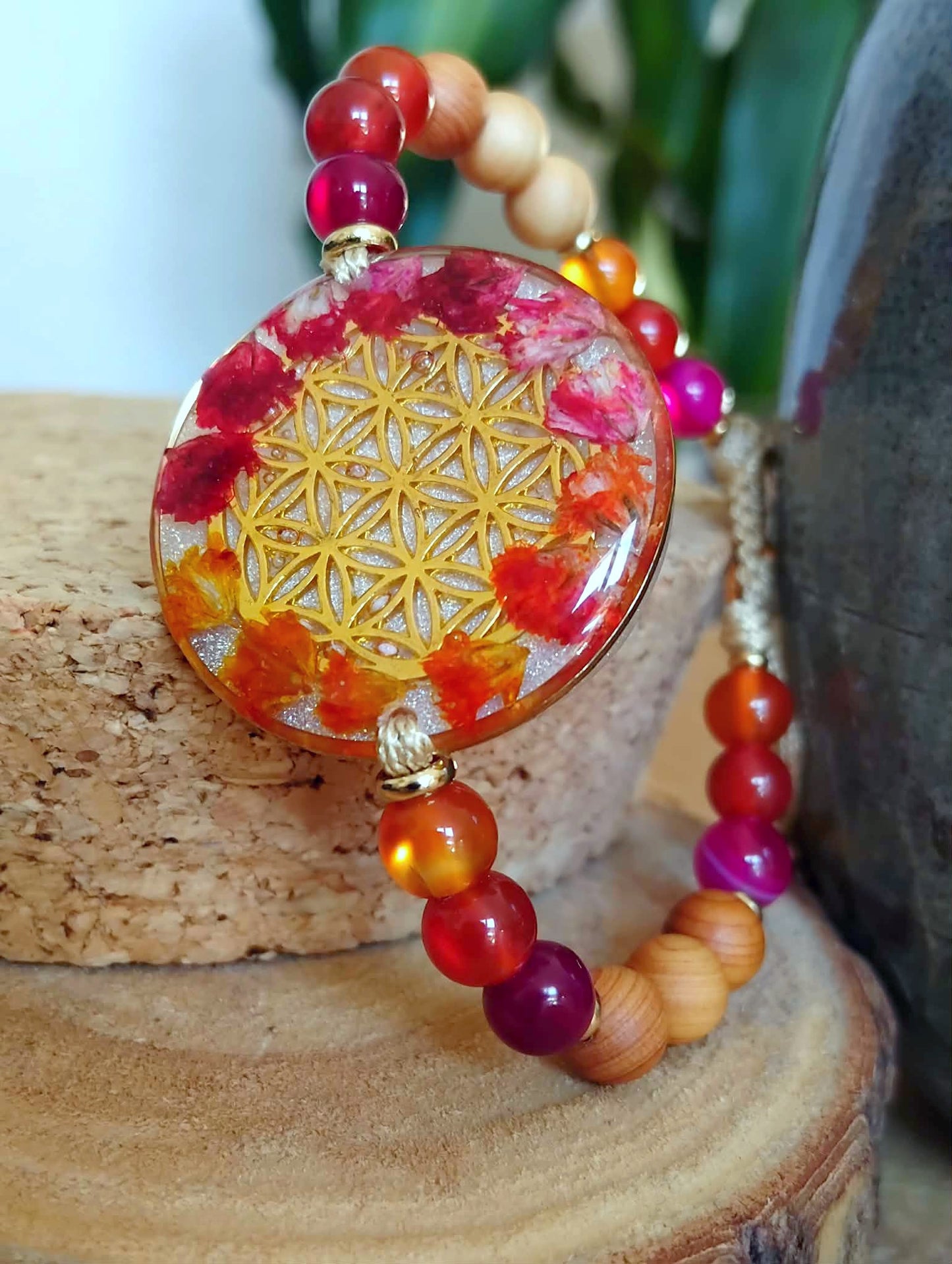 Bracelet Fleur de vie Gypsophile Agates