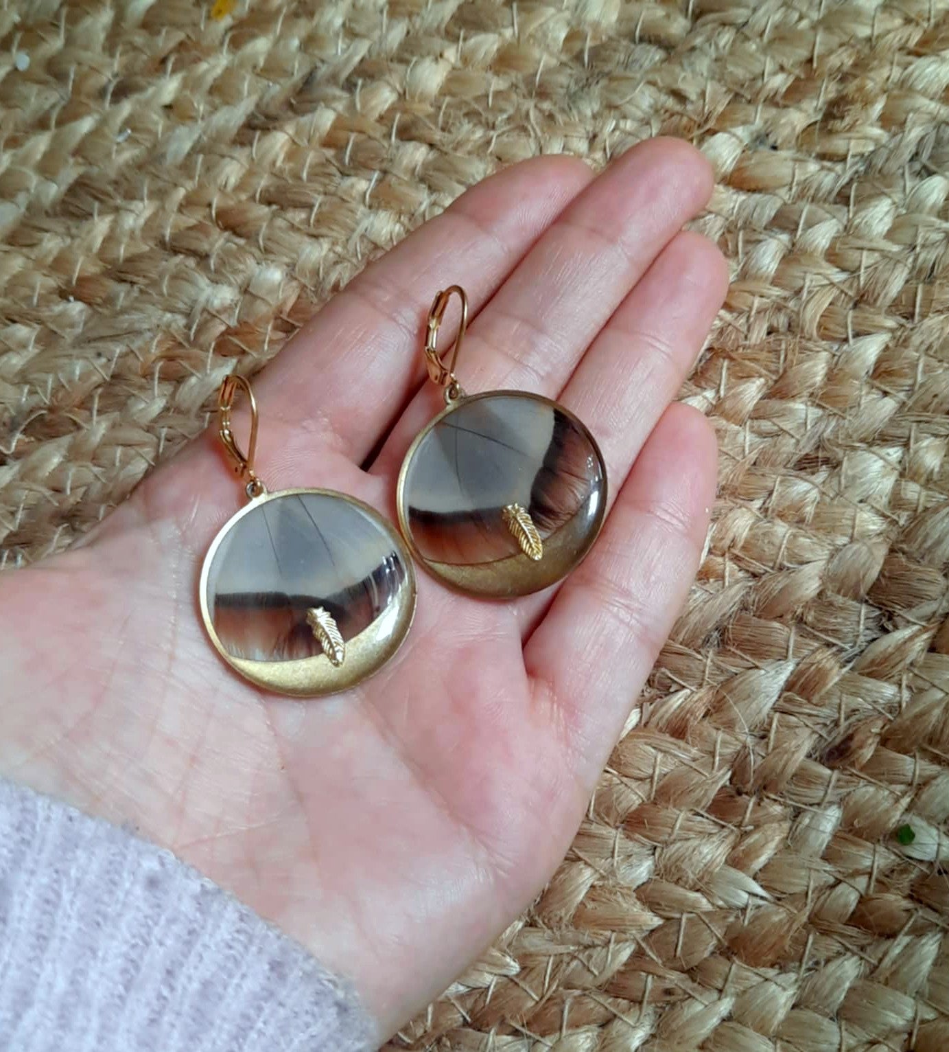 Boucles d'oreille, Plume de perdreau