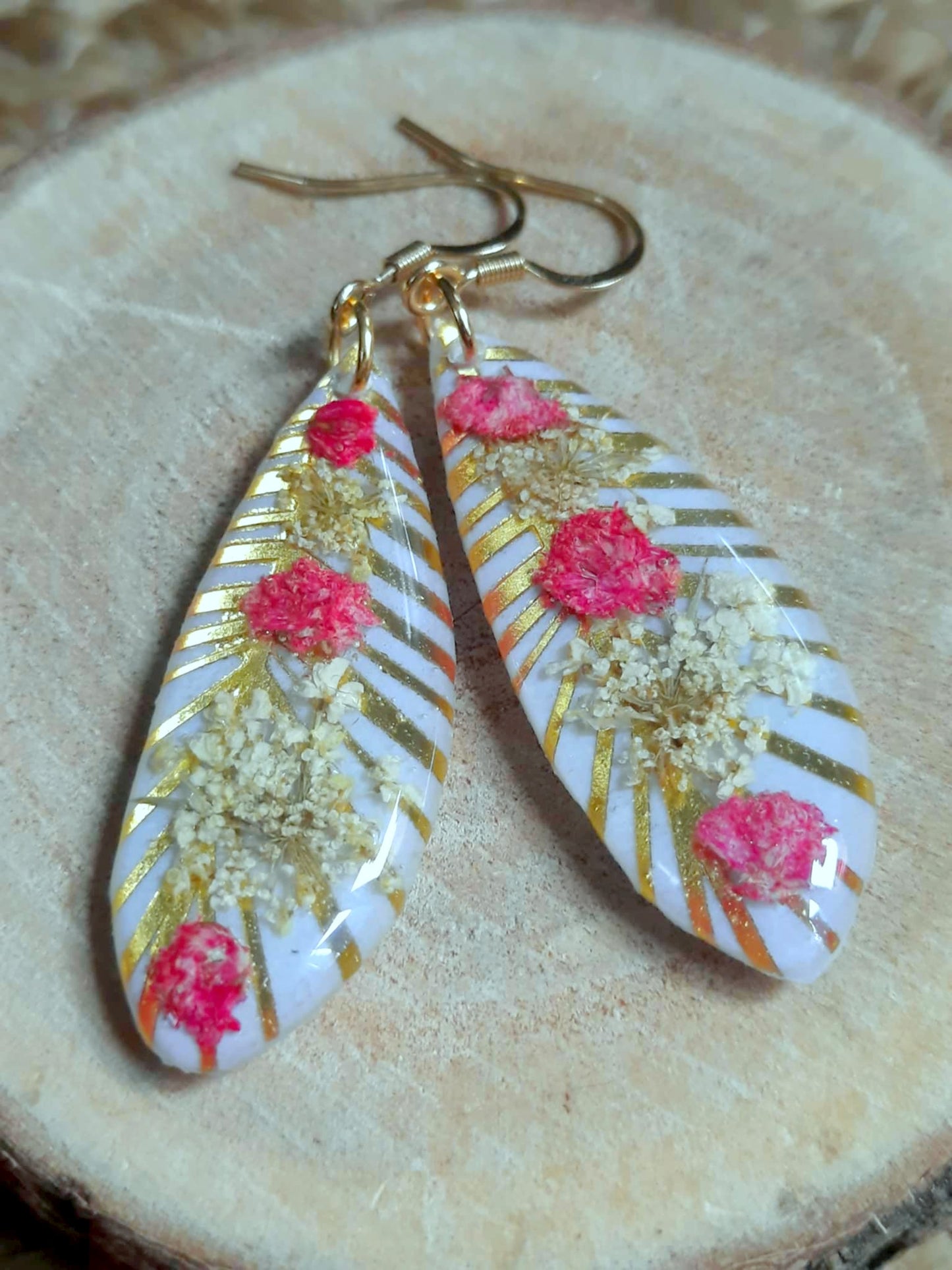 Boucles d'oreille, Fleur de carotte, Gypsophiles
