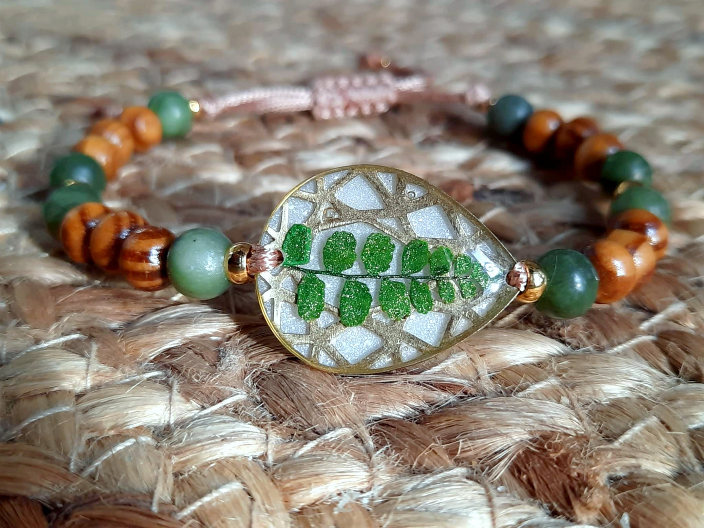 Bracelet Goutte, Fougère, Jade