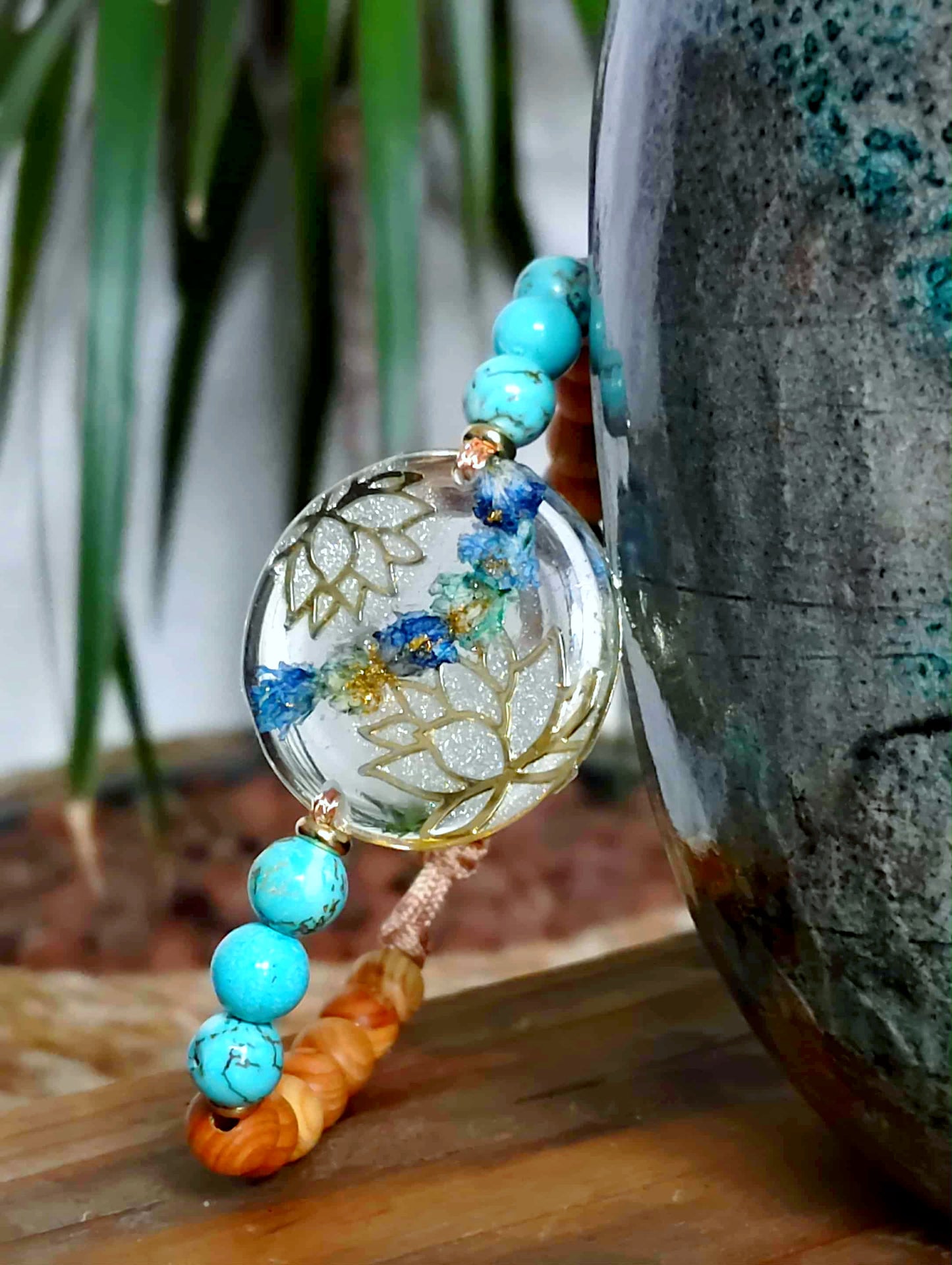 Bracelet Lotus Gypsophile Turquoise