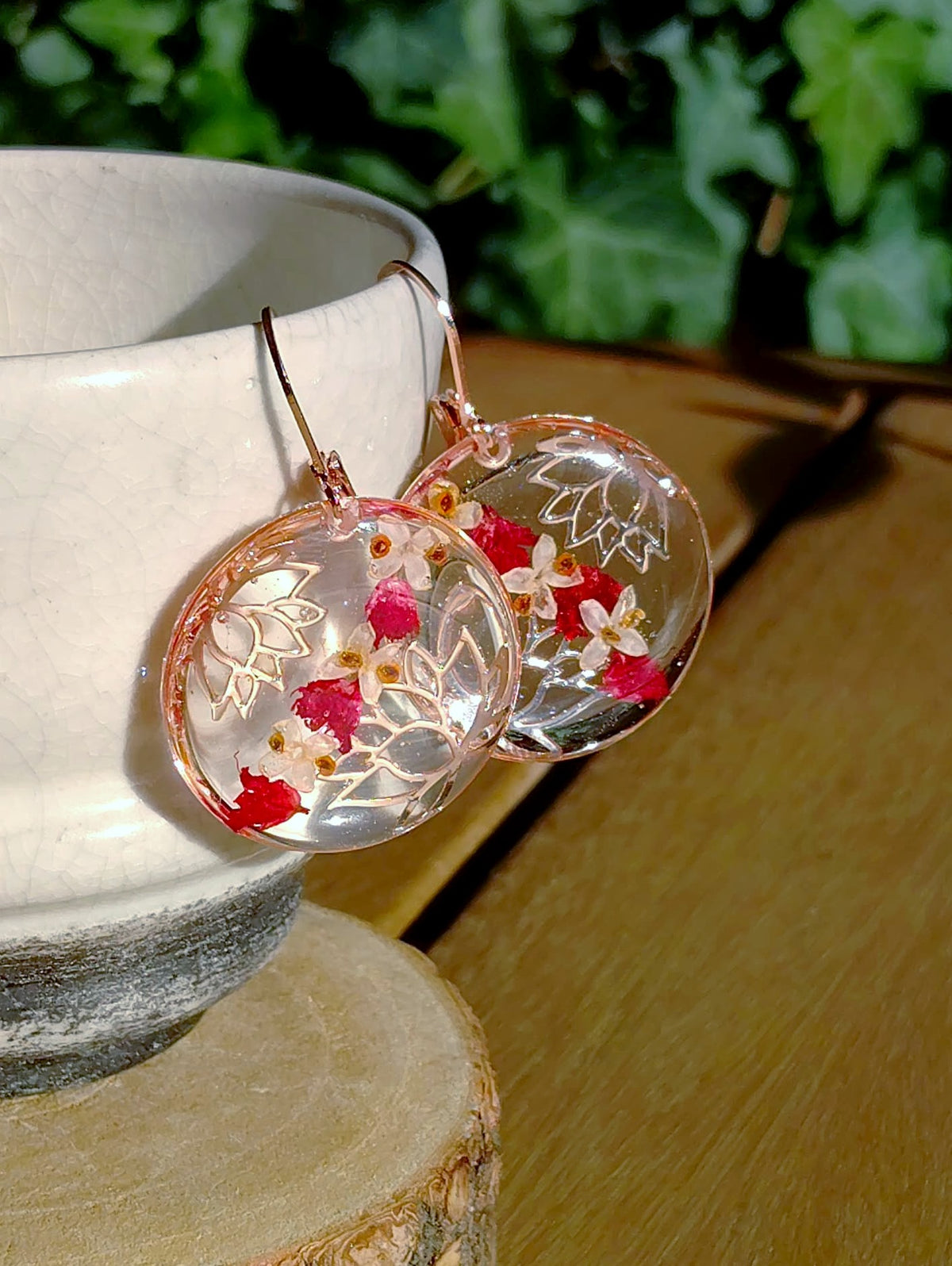 Boucles d'oreille Fleur d'olivier, Gypsophile