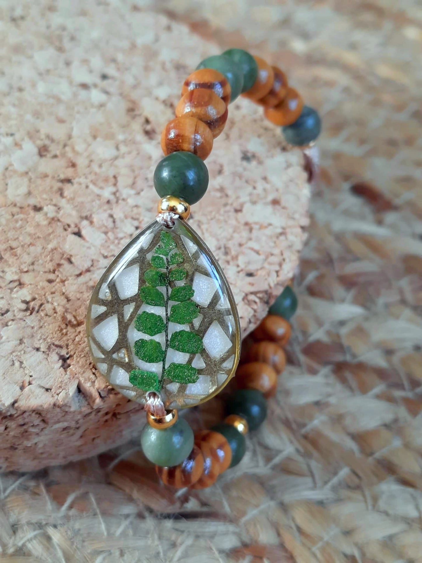 Bracelet Goutte, Fougère, Jade