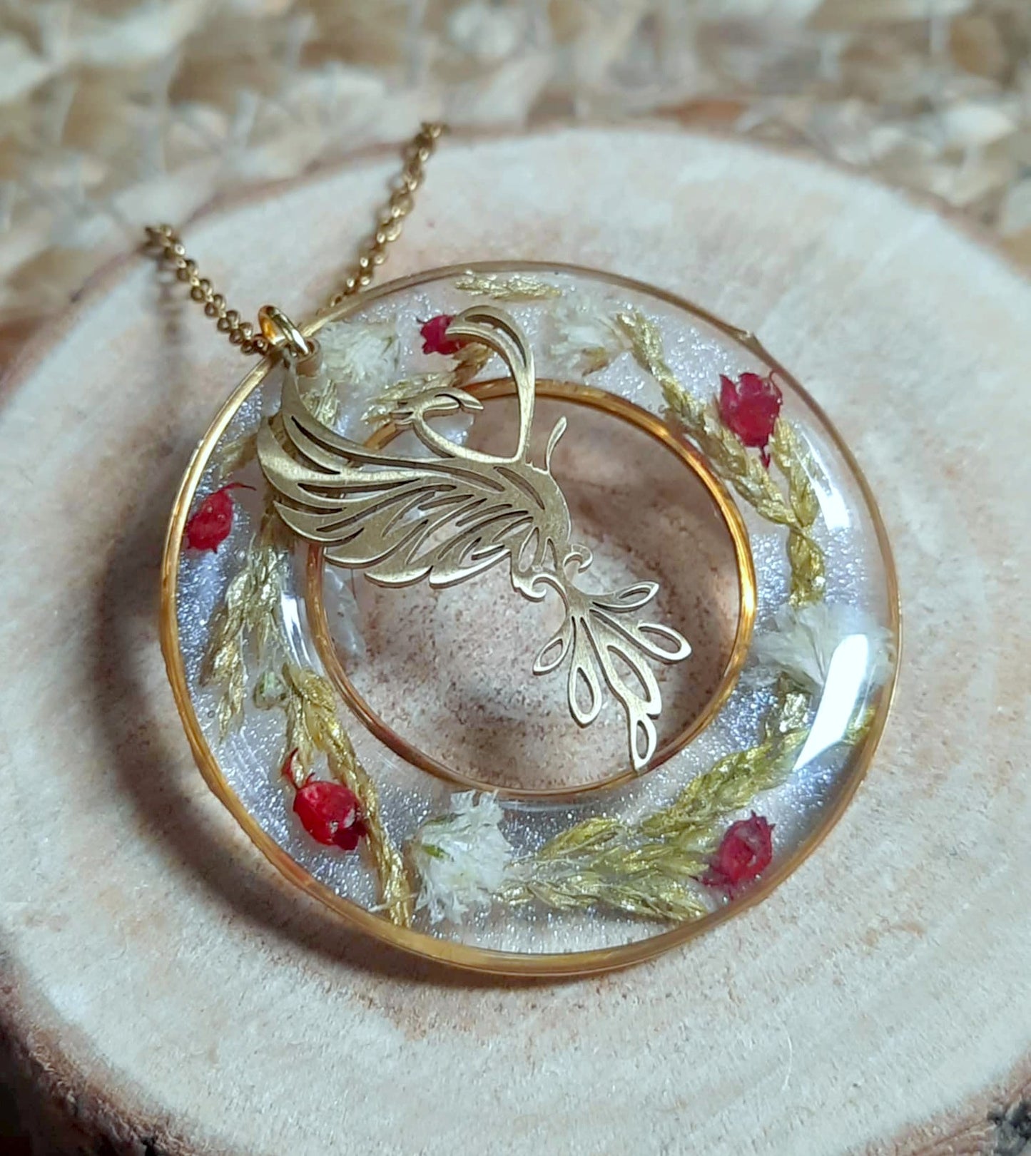 Collier, Phoenix, Gypsophiles, Bruyères et Brindilles