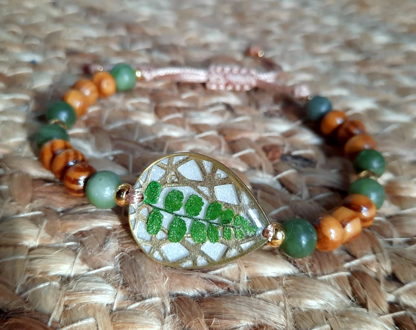 Bracelet Goutte, Fougère, Jade