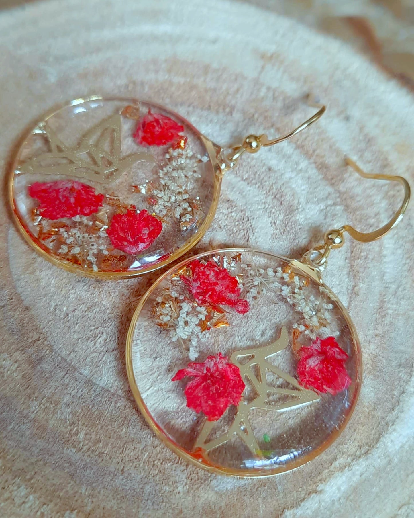 Boucles d'oreille, Fleur de carotte, Gypsophiles