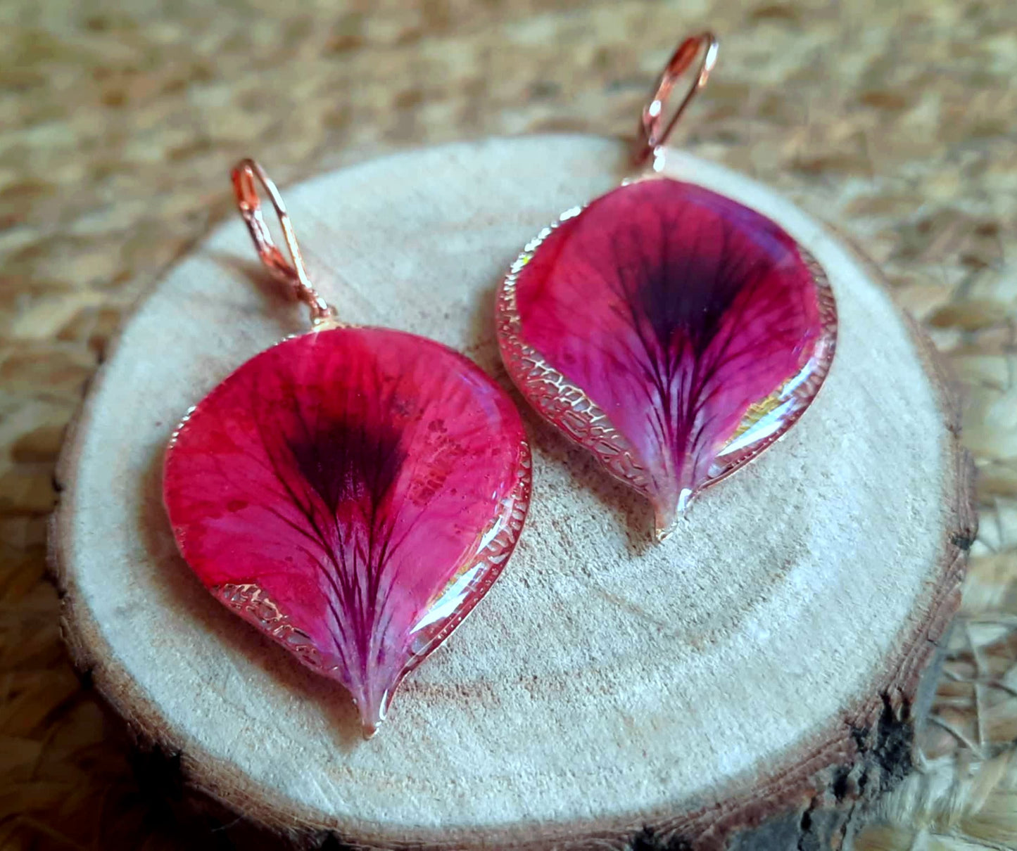 Boucles d'oreille, Pétale géranium