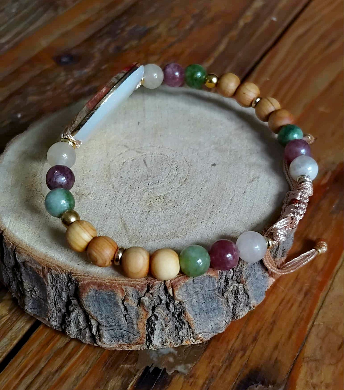 Bracelet Colibri Fleur de carotte Gypsophile Agate