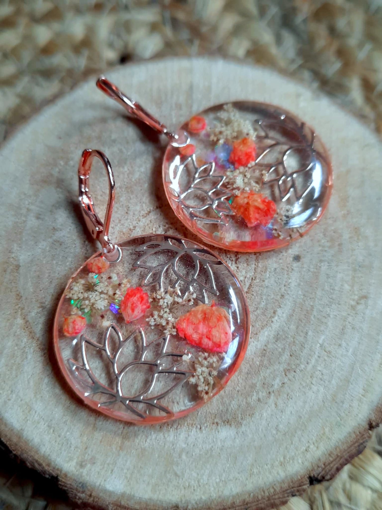 Boucles d'oreille, Fleur de carotte, Gypsophiles