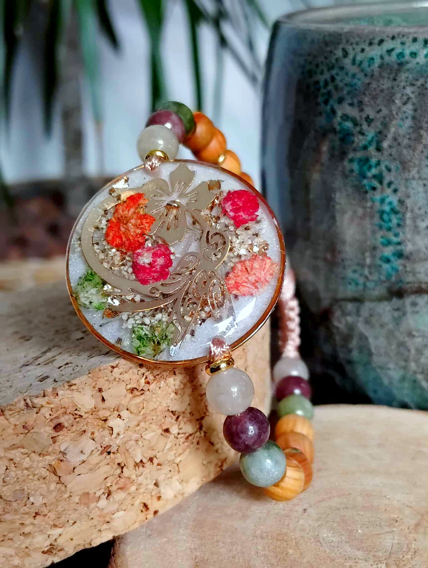 Bracelet Colibri Fleur de carotte Gypsophile Agate