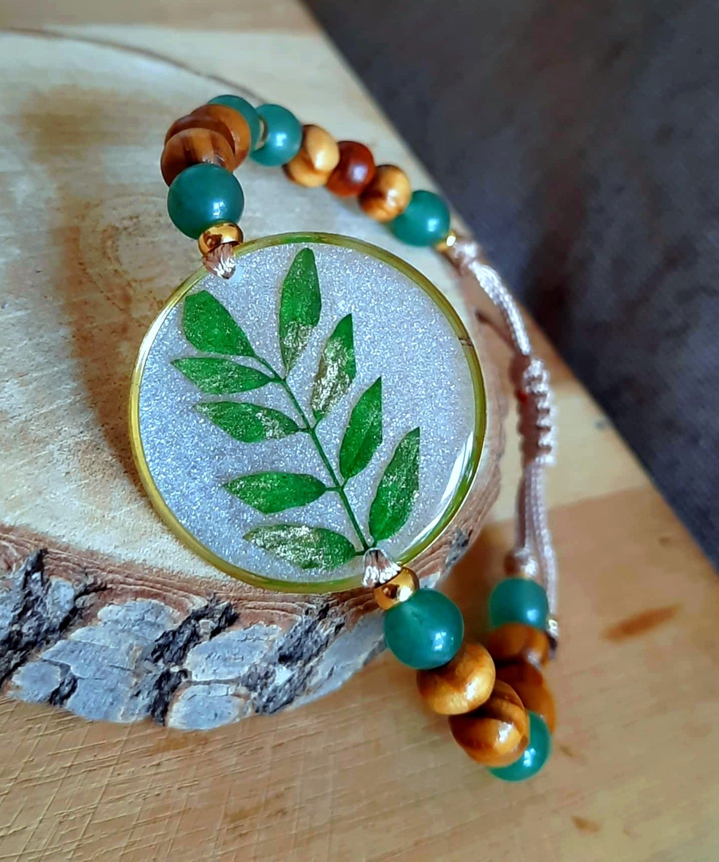 Bracelet , Feuille, Aventurine