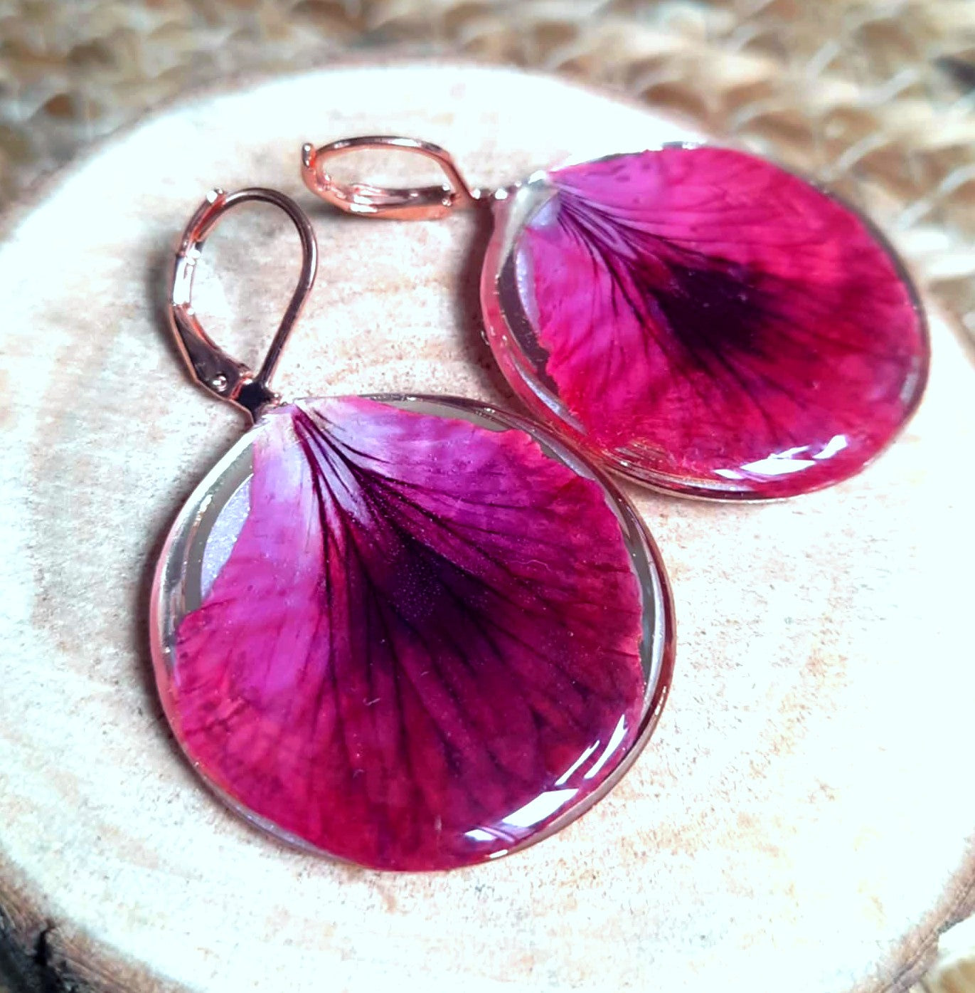 Boucles d'oreille, Pétale de Géranium