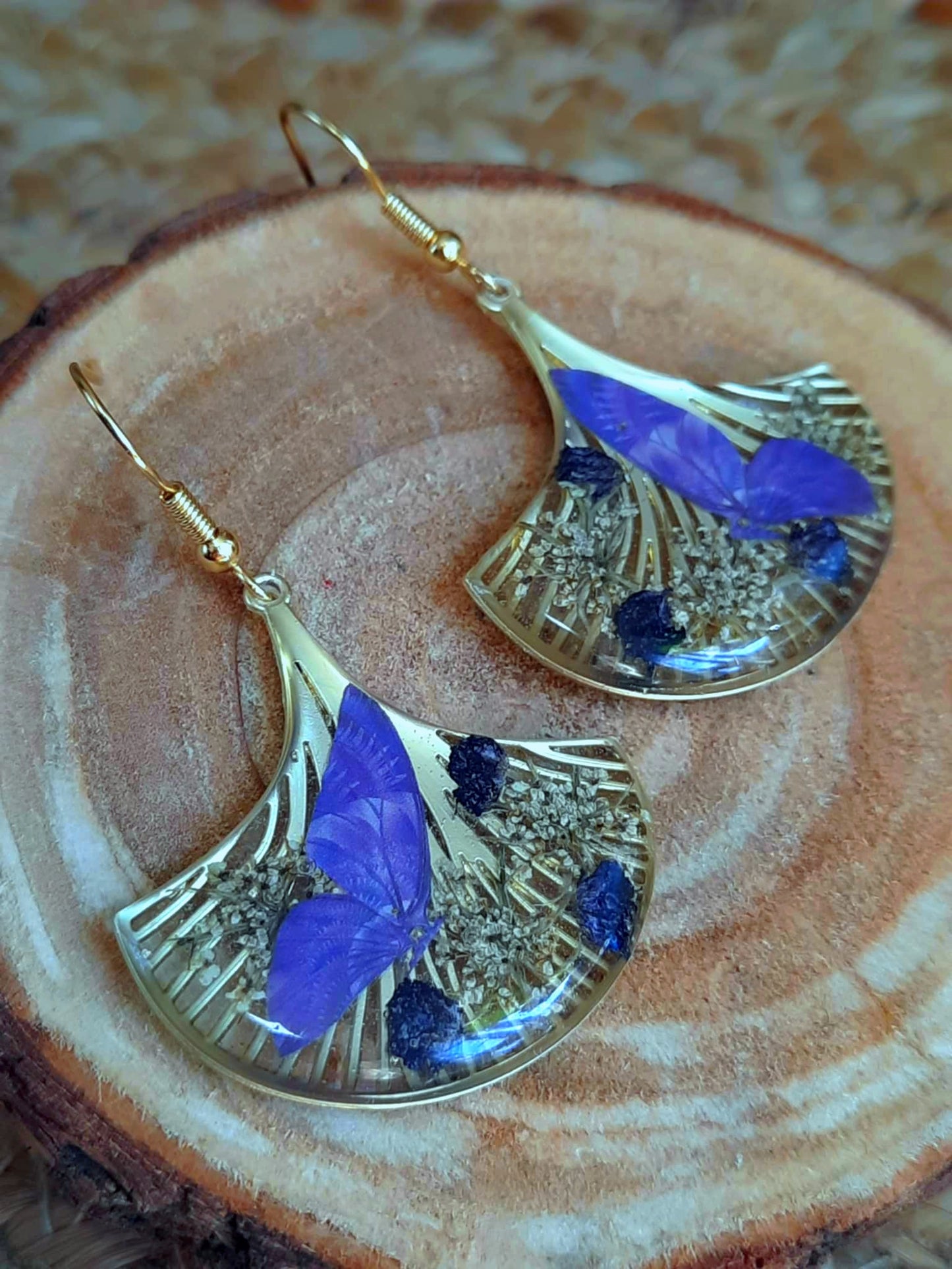 Boucles d'oreille, Fleur de carotte, Gypsophiles