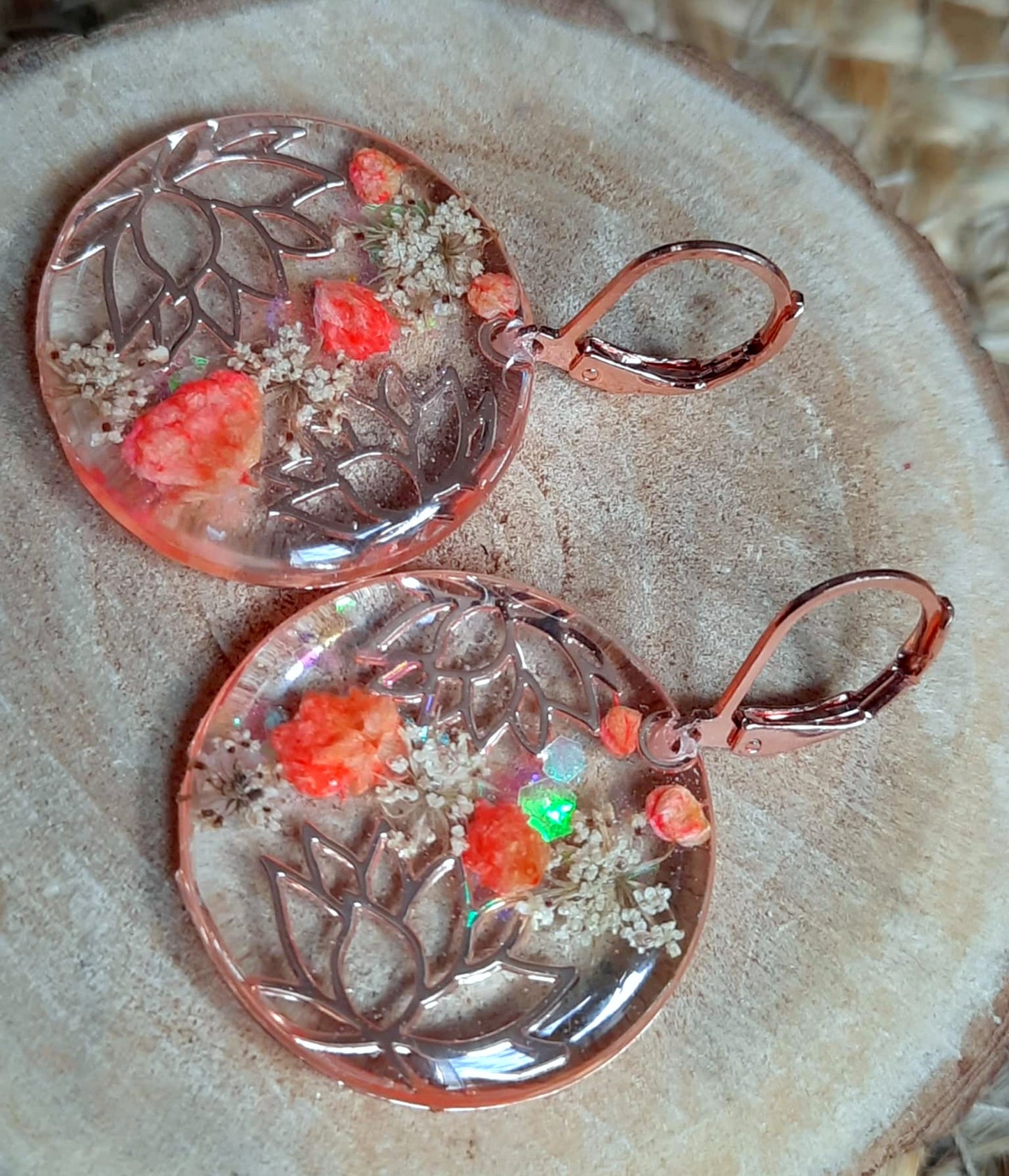 Boucles d'oreille, Fleur de carotte, Gypsophiles