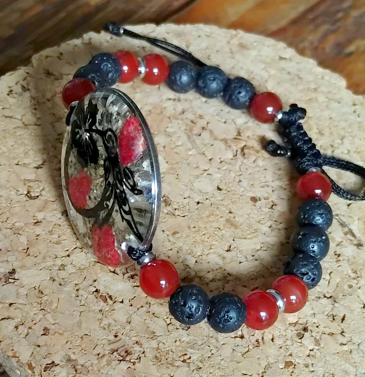 Bracelet Colibri Fleur de carotte Gypsophile Cornaline