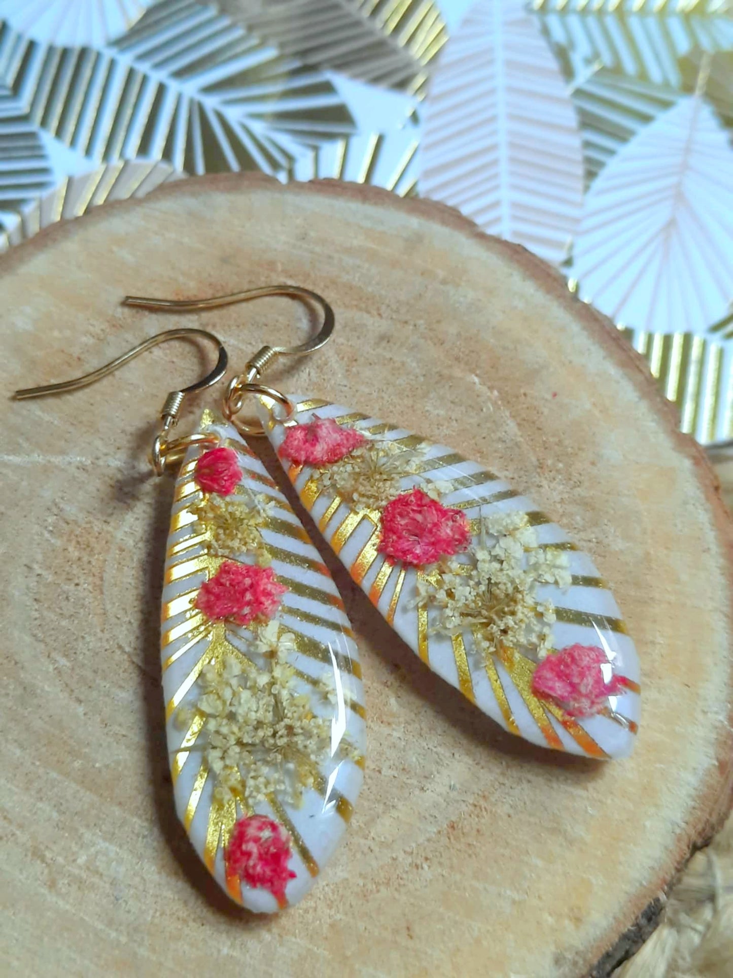 Boucles d'oreille, Fleur de carotte, Gypsophiles