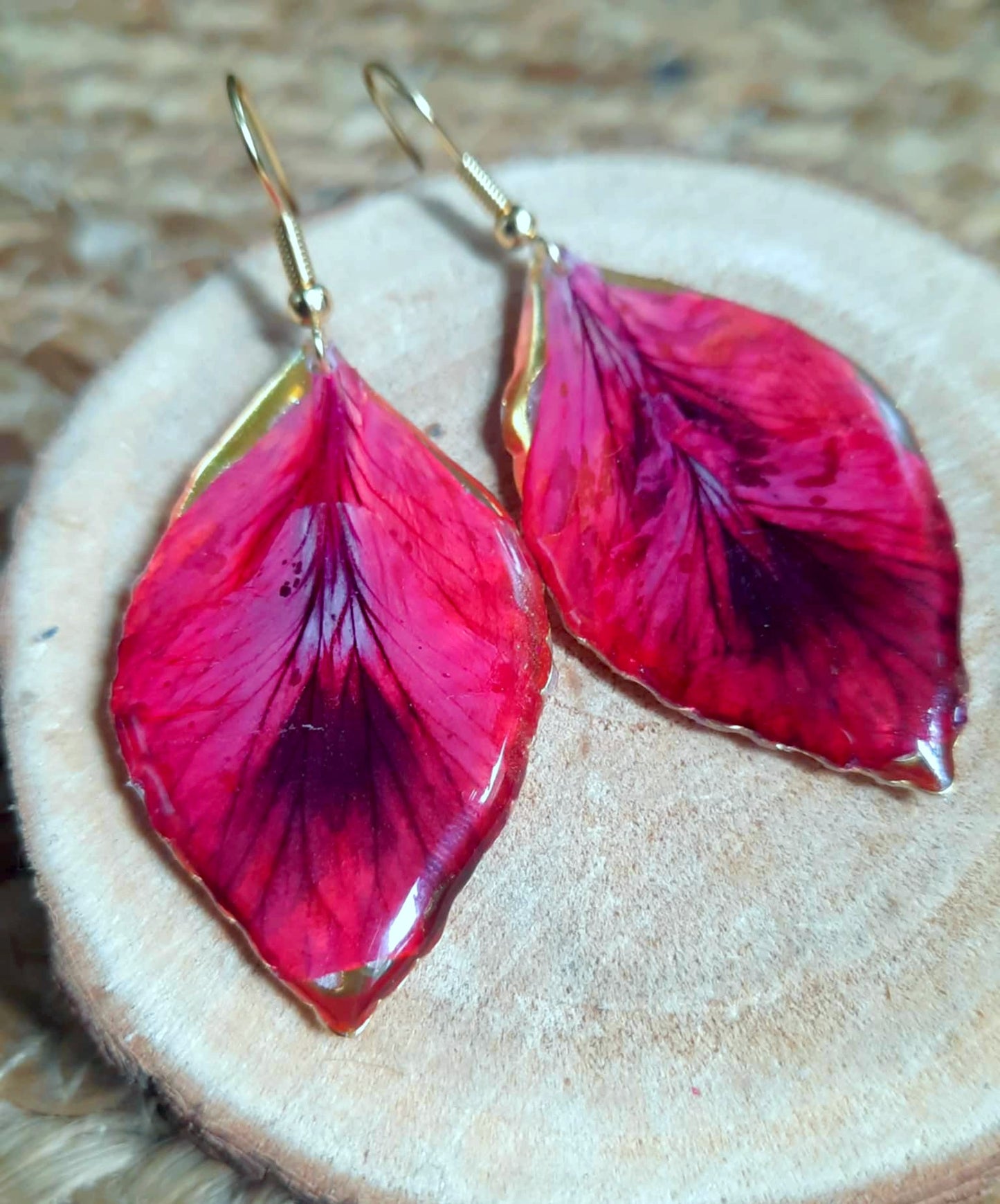 Boucles d'oreille, Pétales géranium