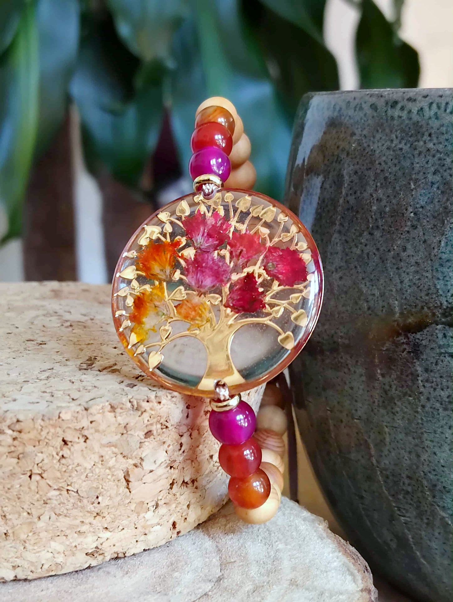 Bracelet, Arbre de vie gypsophile Agate
