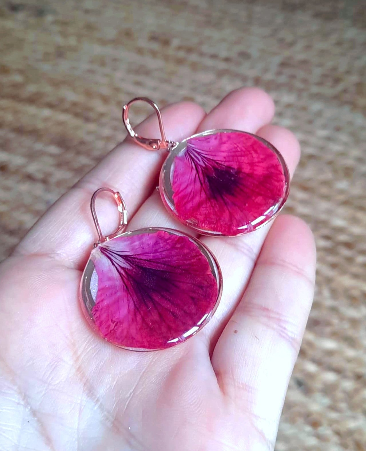 Boucles d'oreille, Pétale de Géranium