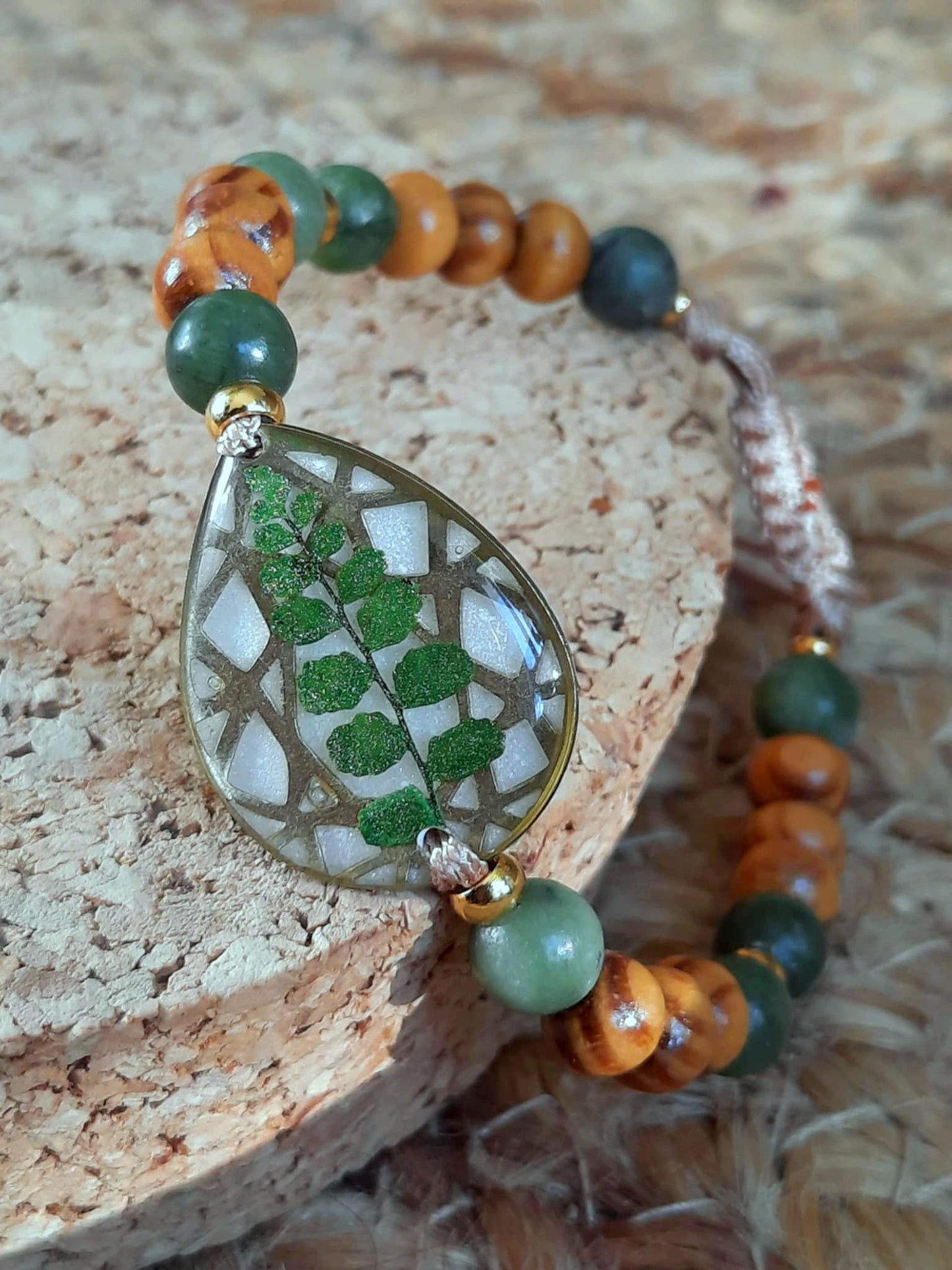 Bracelet Goutte, Fougère, Jade