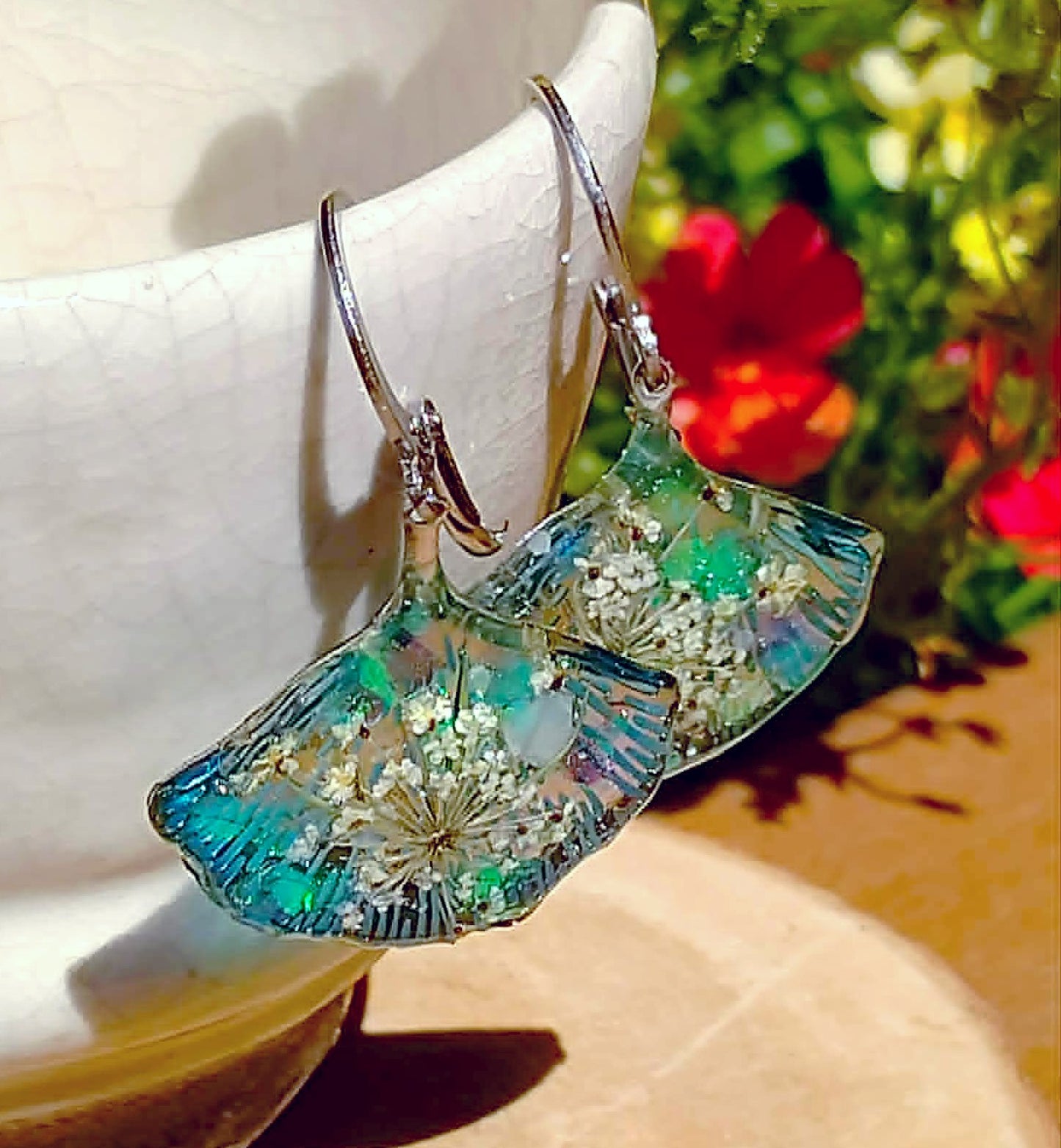 Boucles d'oreille Fleur de carotte sauvage